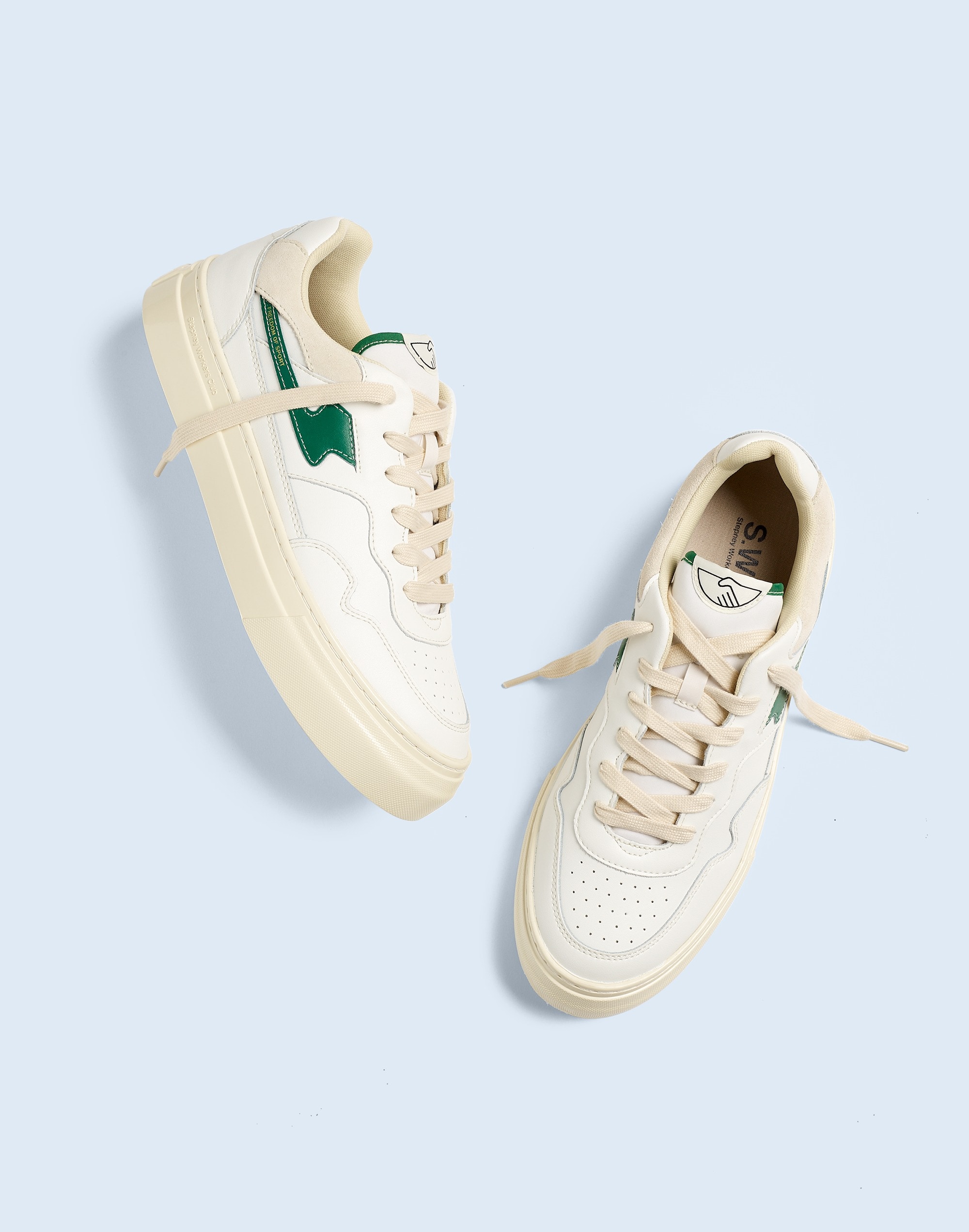 Shop Mw Stepney Workers Club Pearl S-strike Sneakers In White And Green