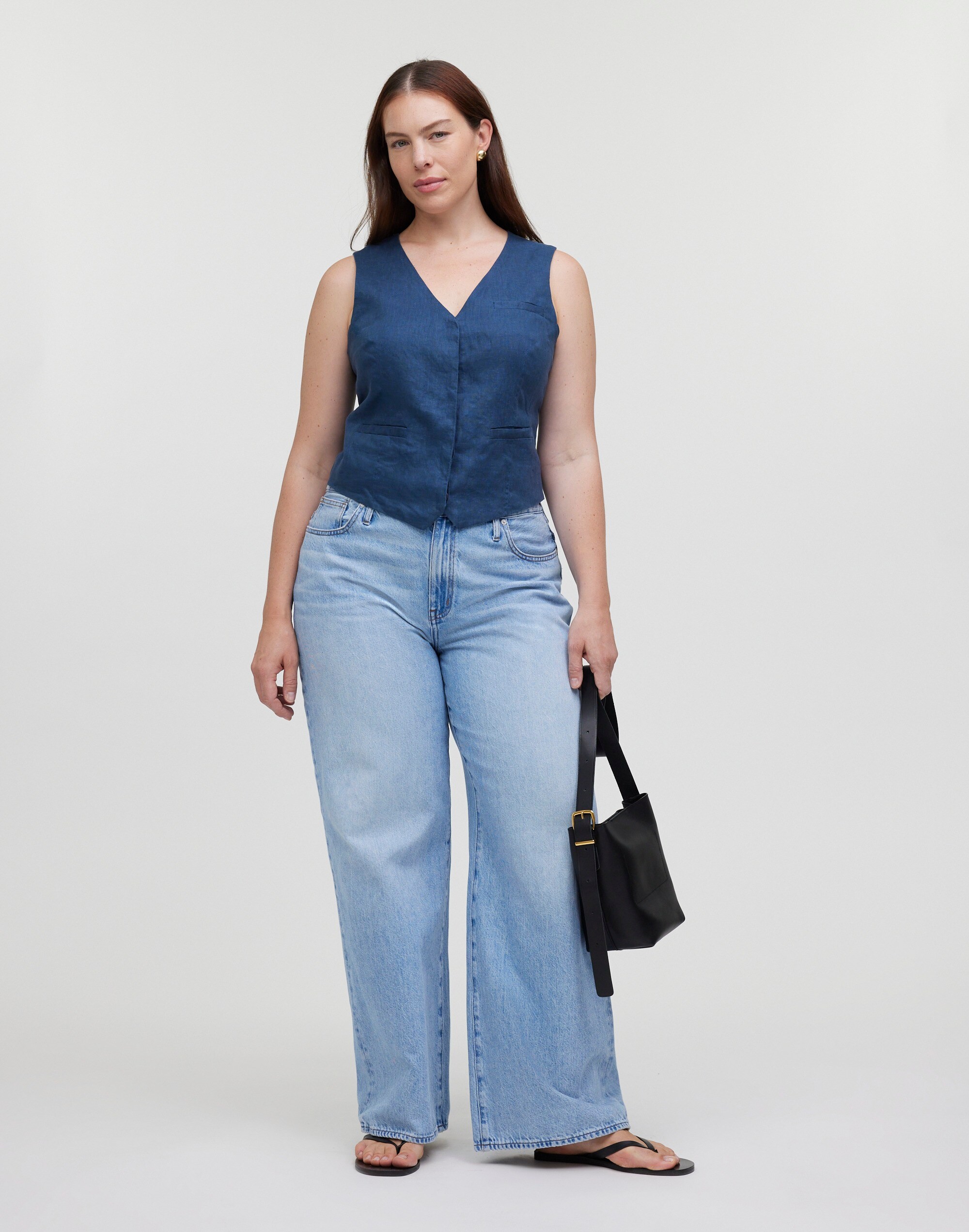 Single-Breasted Vest in 100% Linen