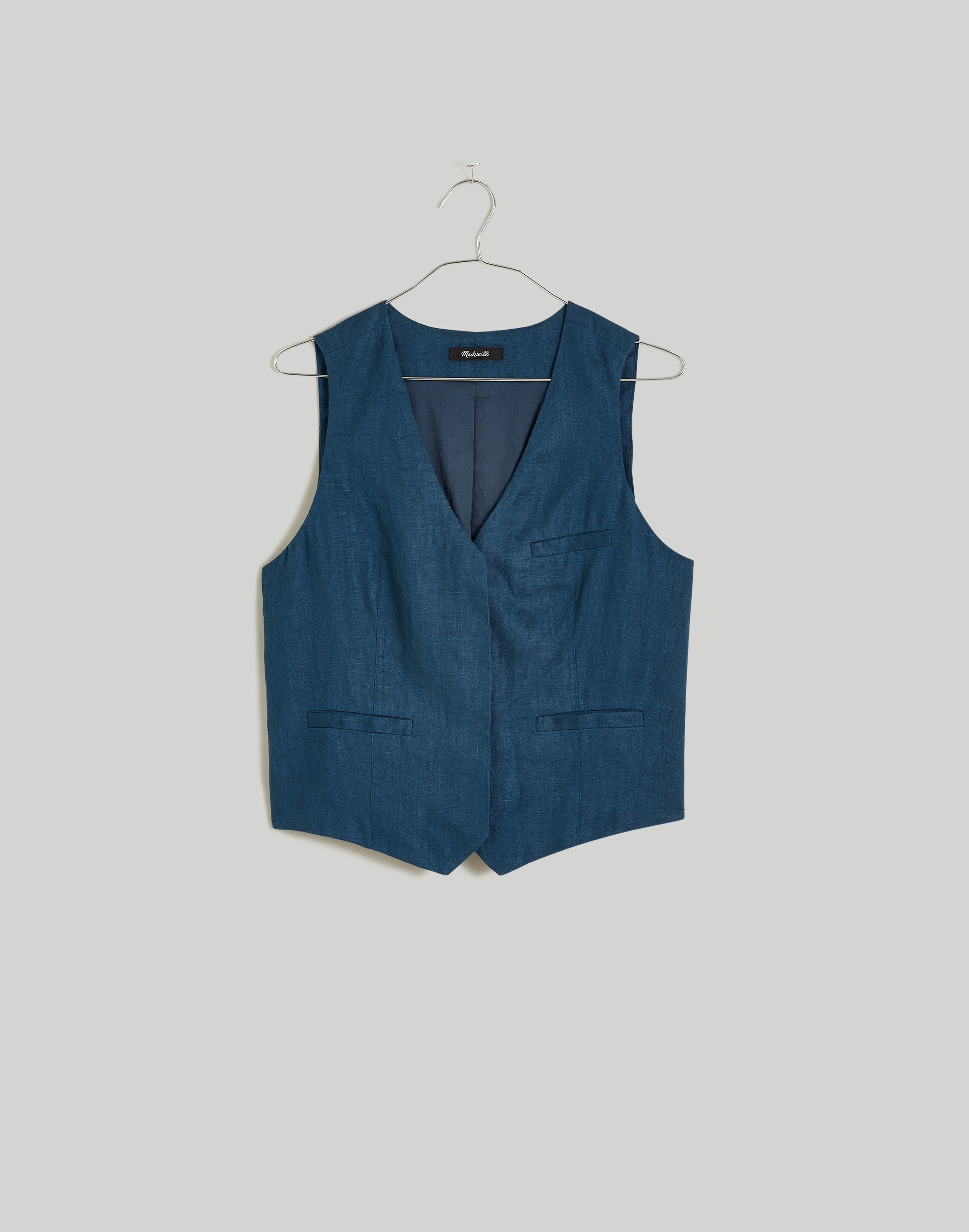 Single-Breasted Vest in 100% Linen