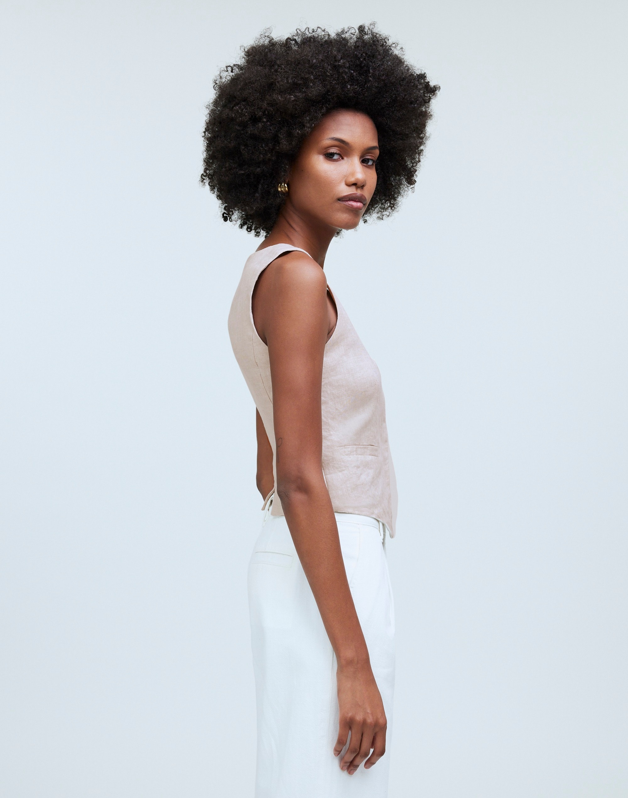 Single-Breasted Vest in 100% Linen