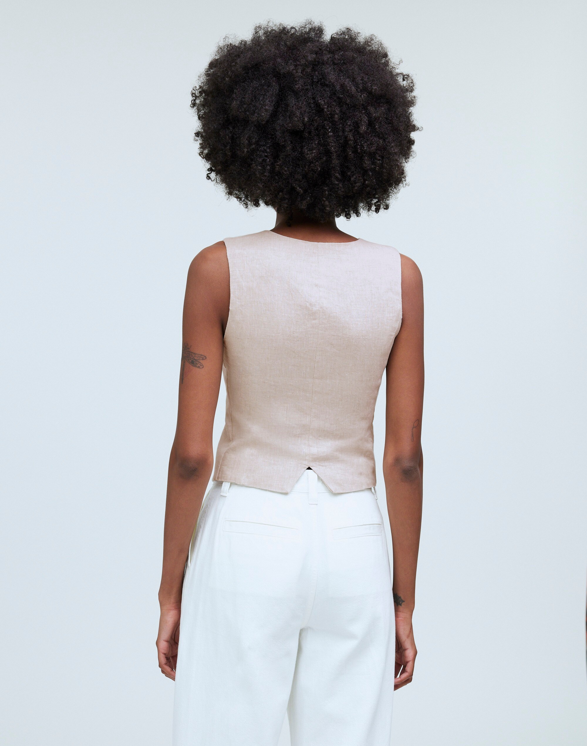 Single-Breasted Vest in 100% Linen