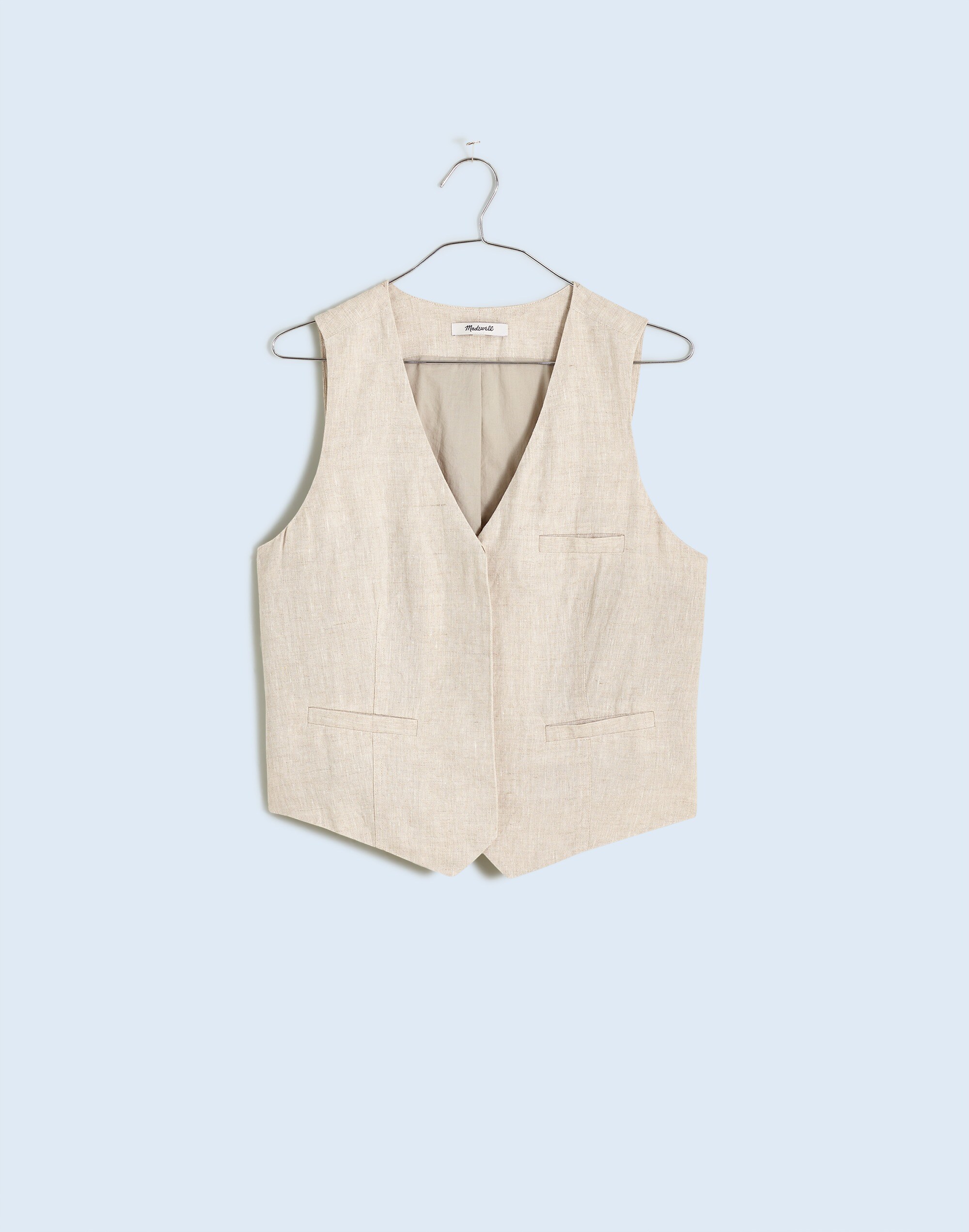 Single-Breasted Vest in 100% Linen