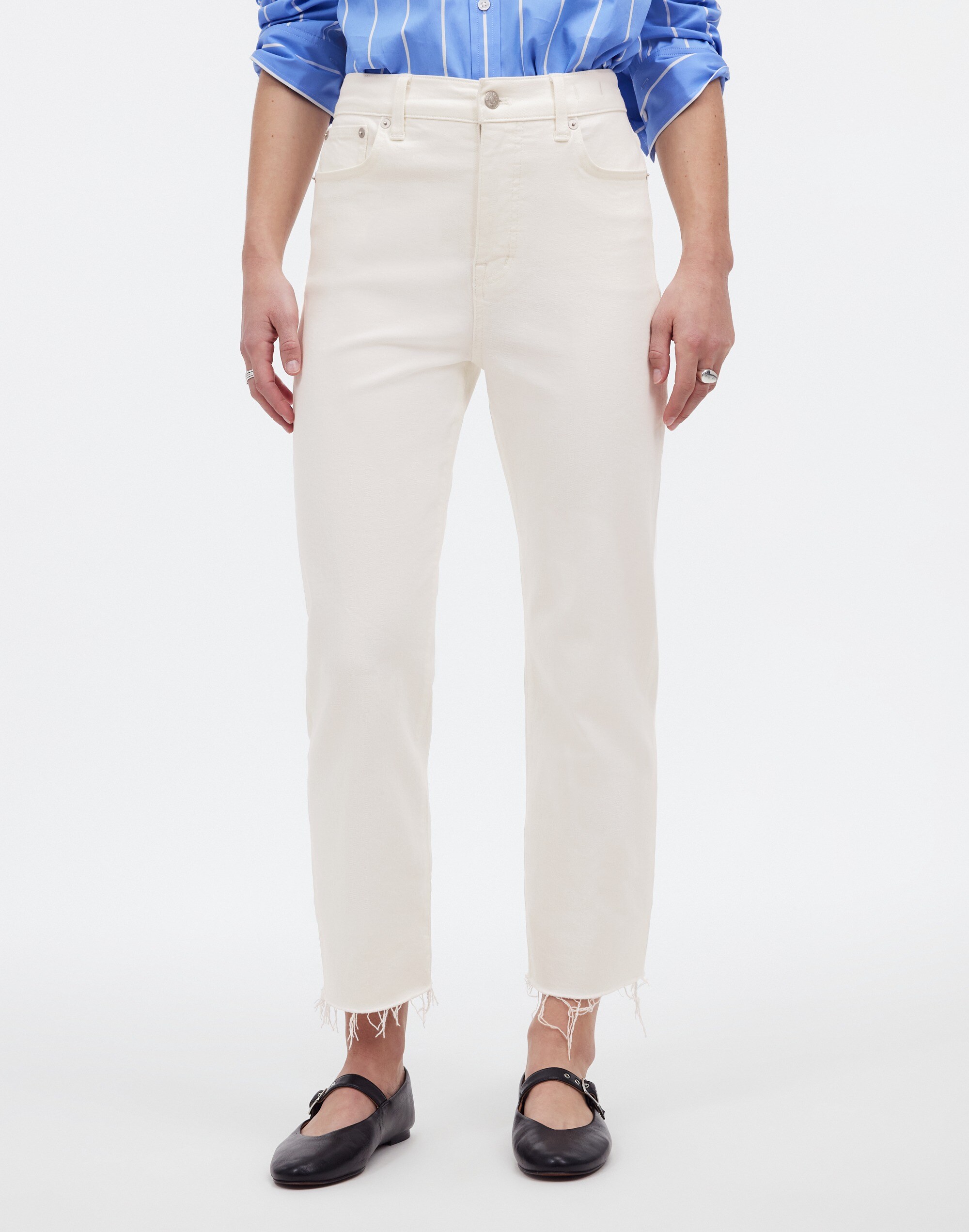 Shop Mw 'the ''90s Straight Crop Jean In Tile White