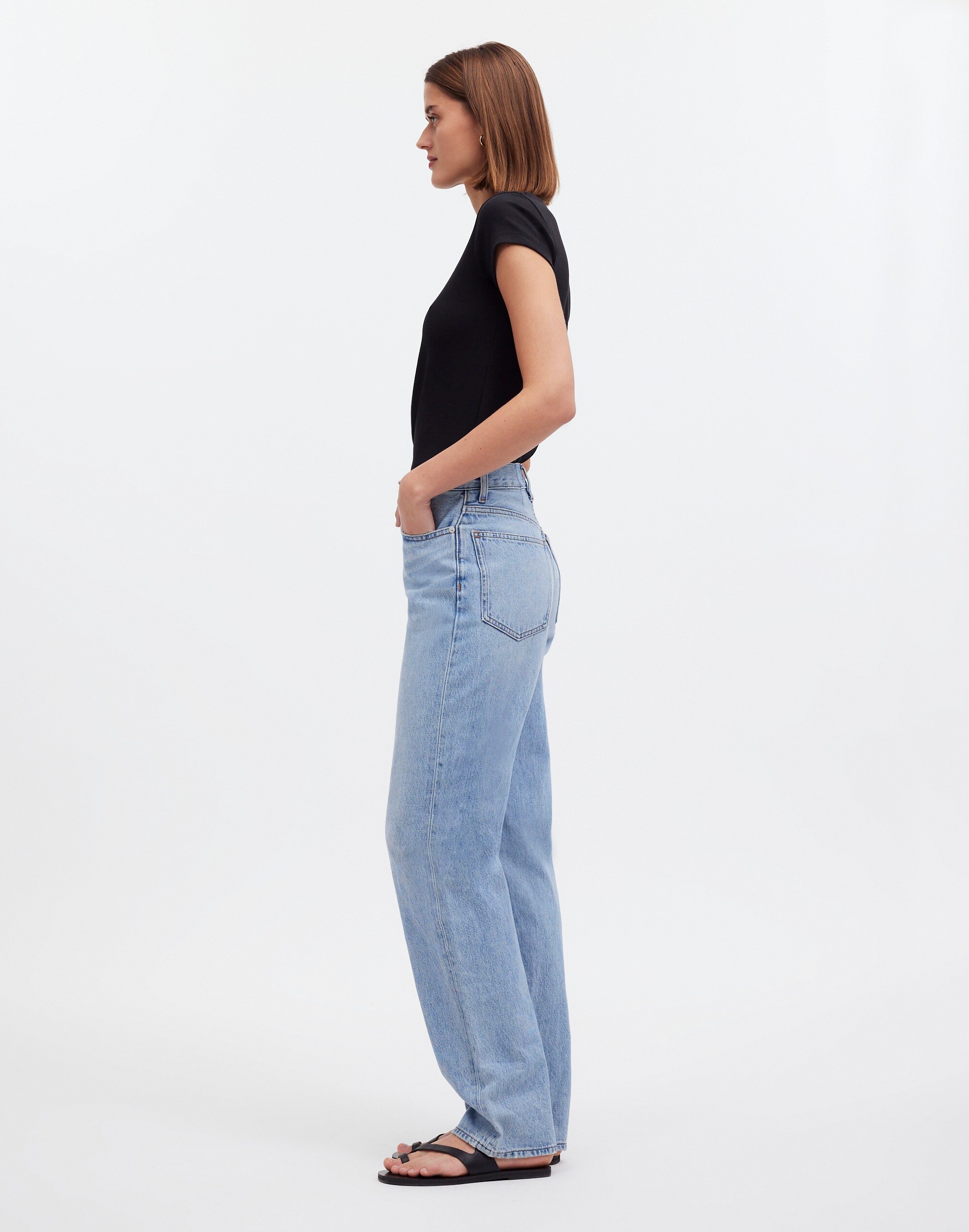 Baggy Straight Jeans in Paxton Wash: Button-Front Edition
