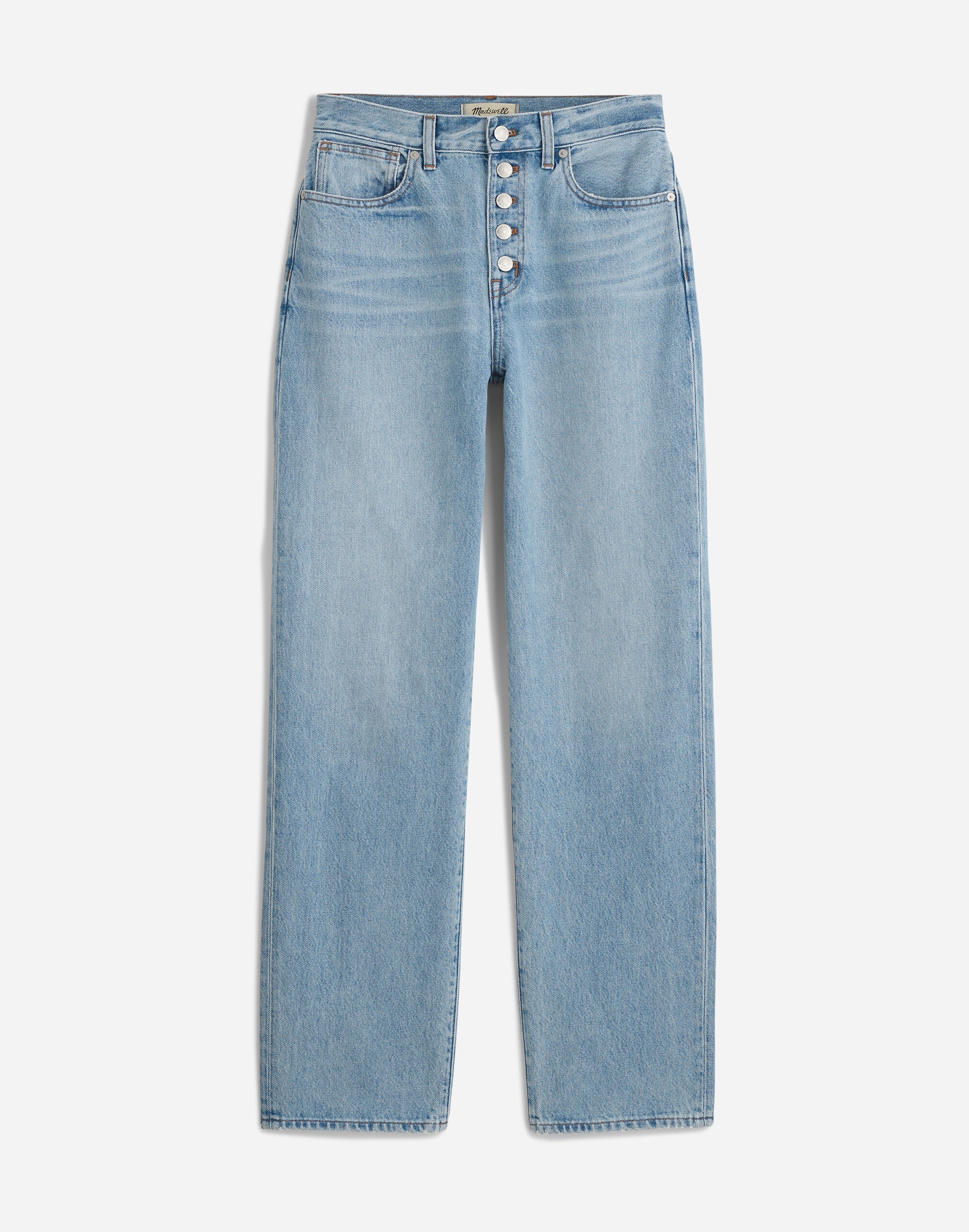 Baggy Straight Jeans in Paxton Wash: Button-Front Edition
