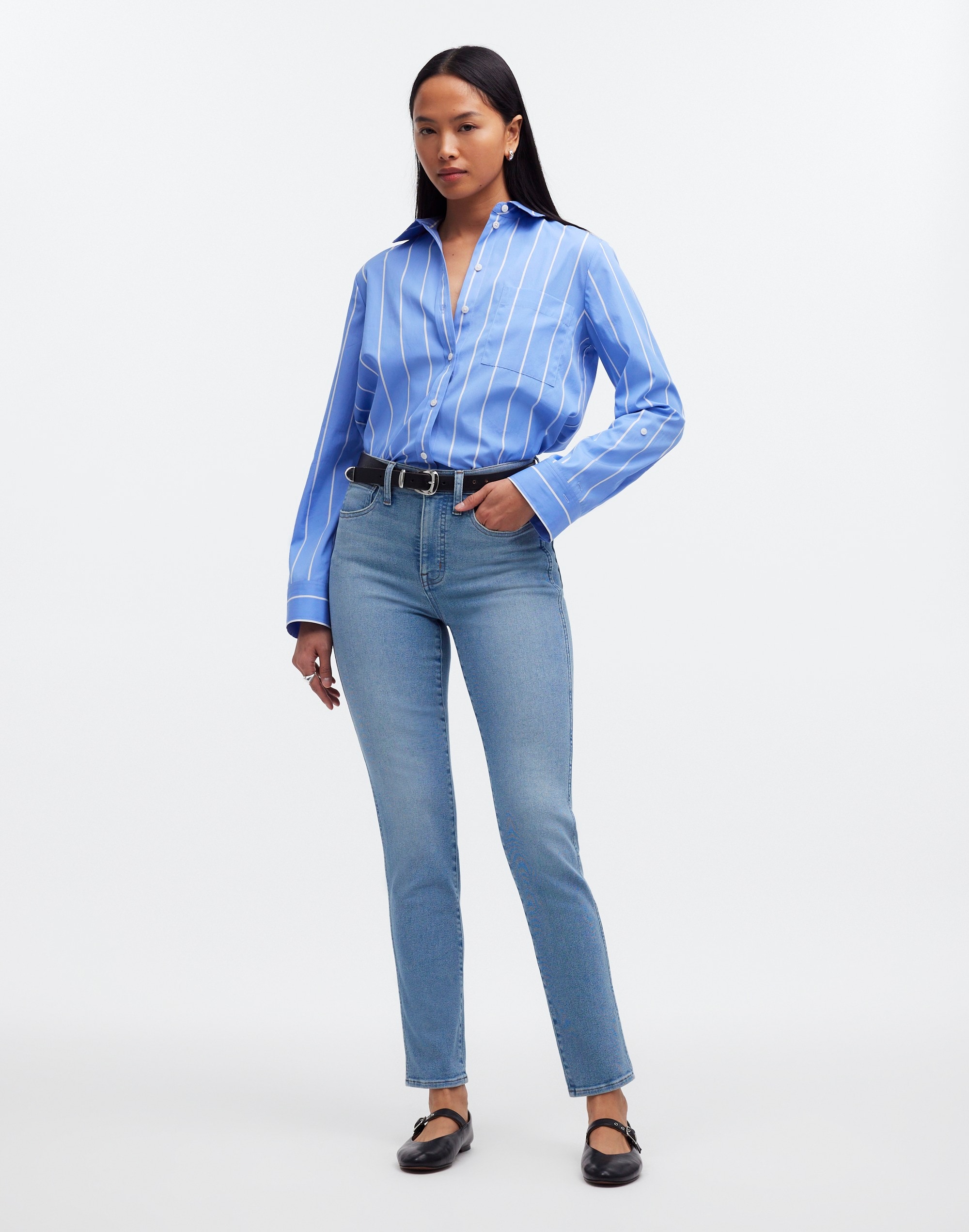 Mw High-rise Stovepipe Jeans In Carey Wash