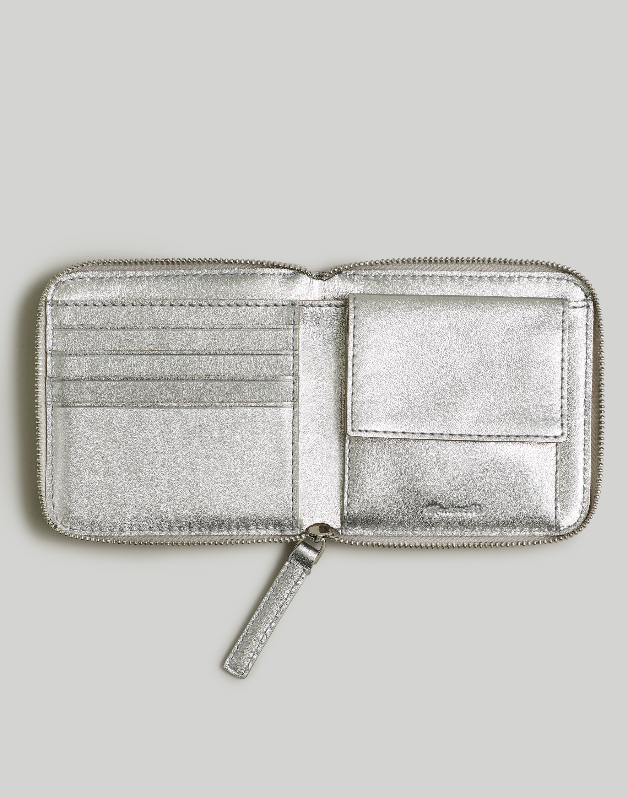 Shop Mw The Essential Large Zip Wallet In Silver