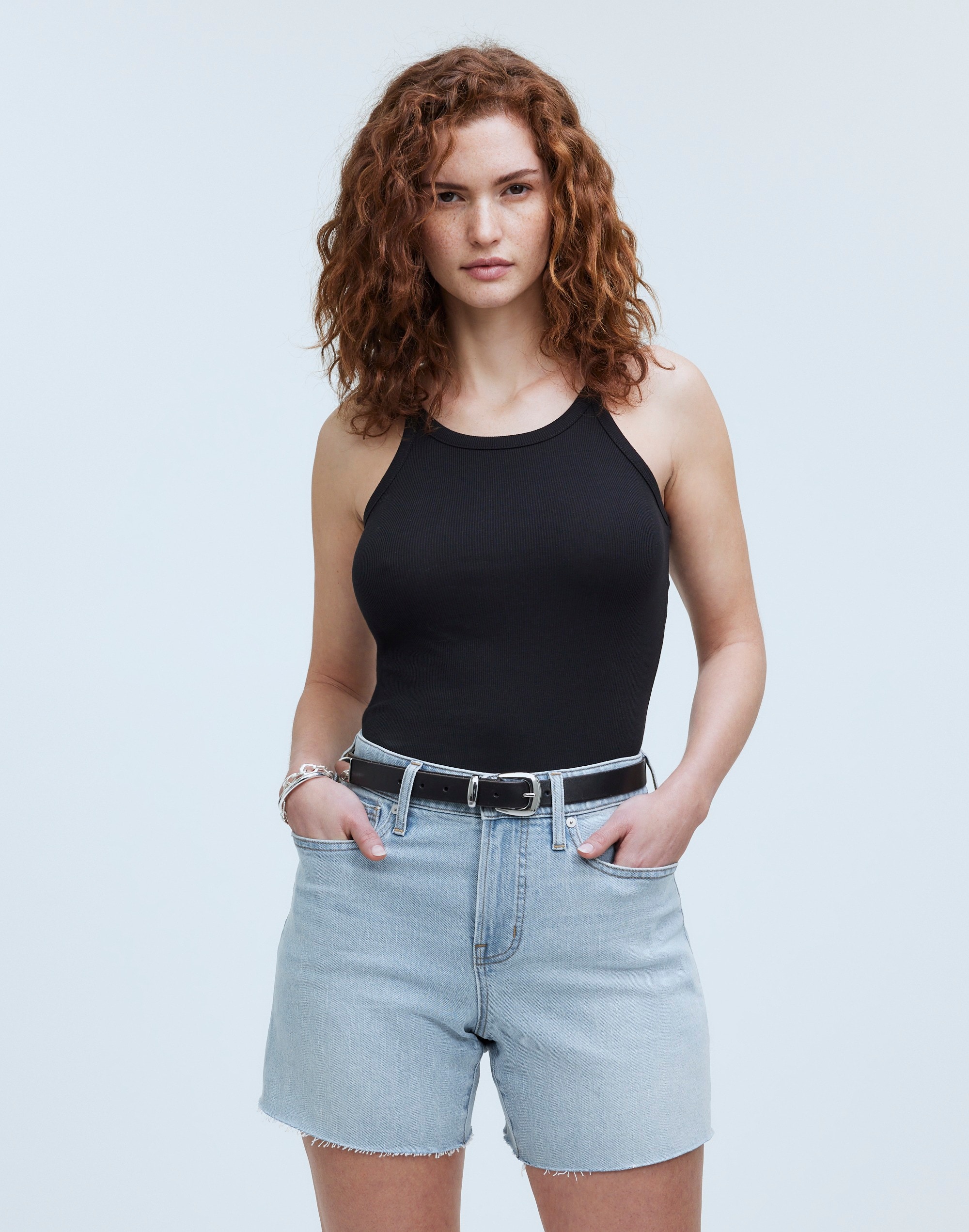 the curvy perfect vintage jean short in fitzgerald wash: raw hem edition