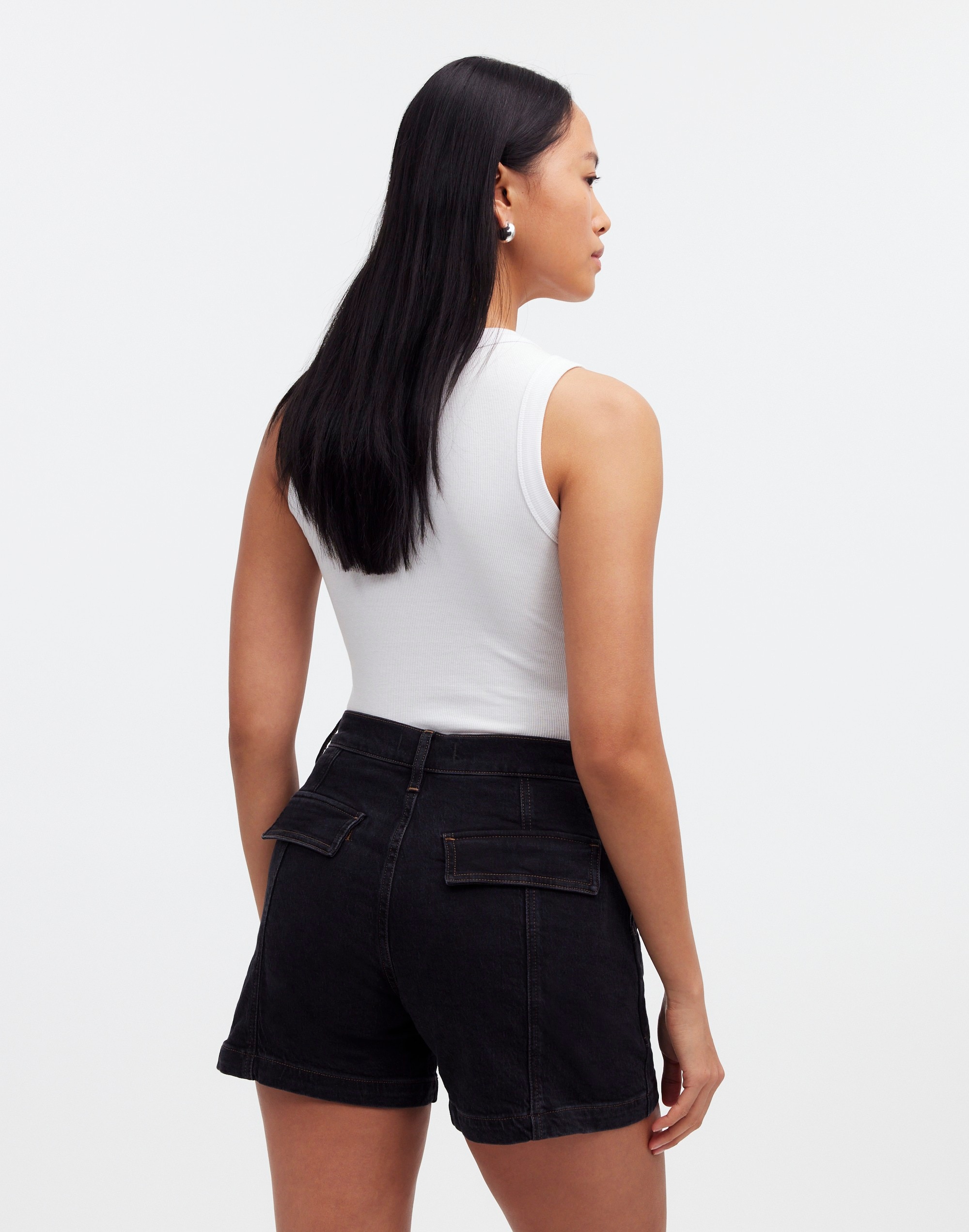 The Perfect Vintage Mid-Length Cargo Jean Short in Shamp Wash