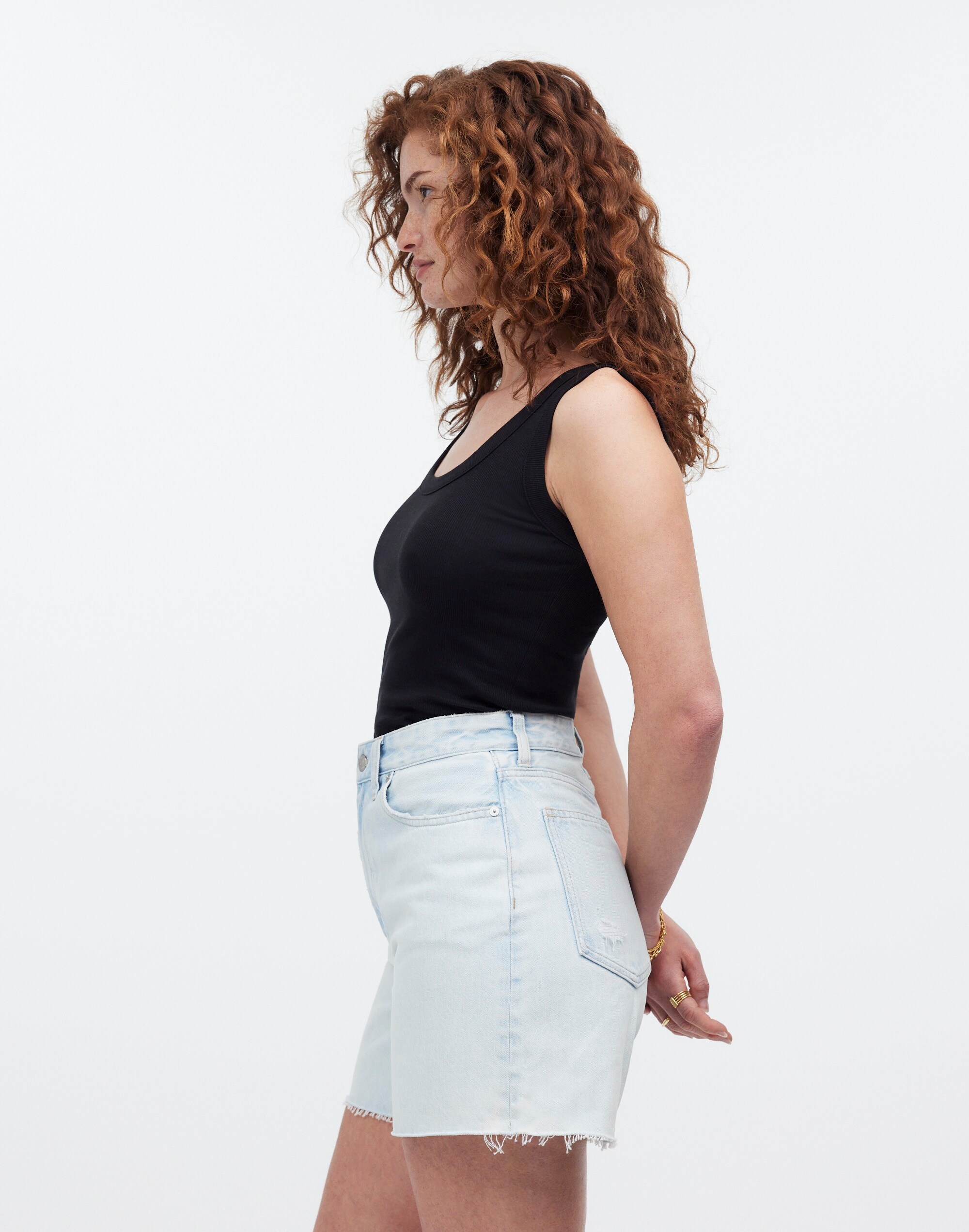 The Curvy '90s Mid-Length Jean Short in Pearlman Wash