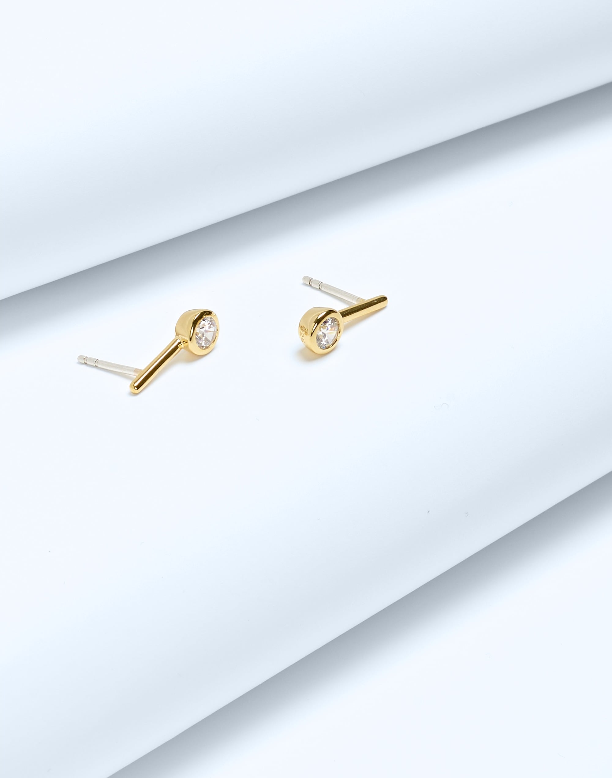 Mw Demi-fine Bezel Set Crystal Drop Stud Earrings In Gold