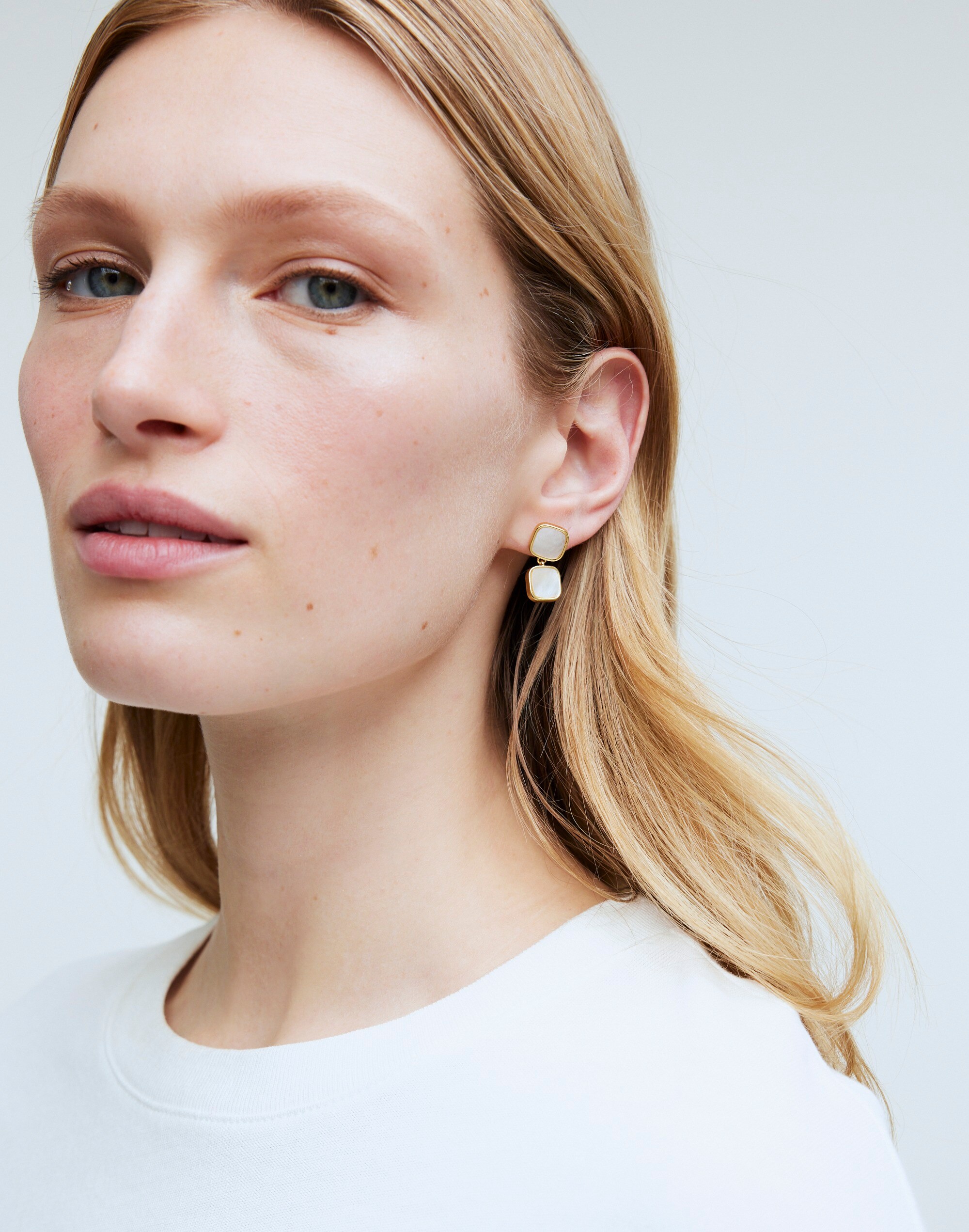 Mother-Of-Pearl Square Statement Drop Earrings