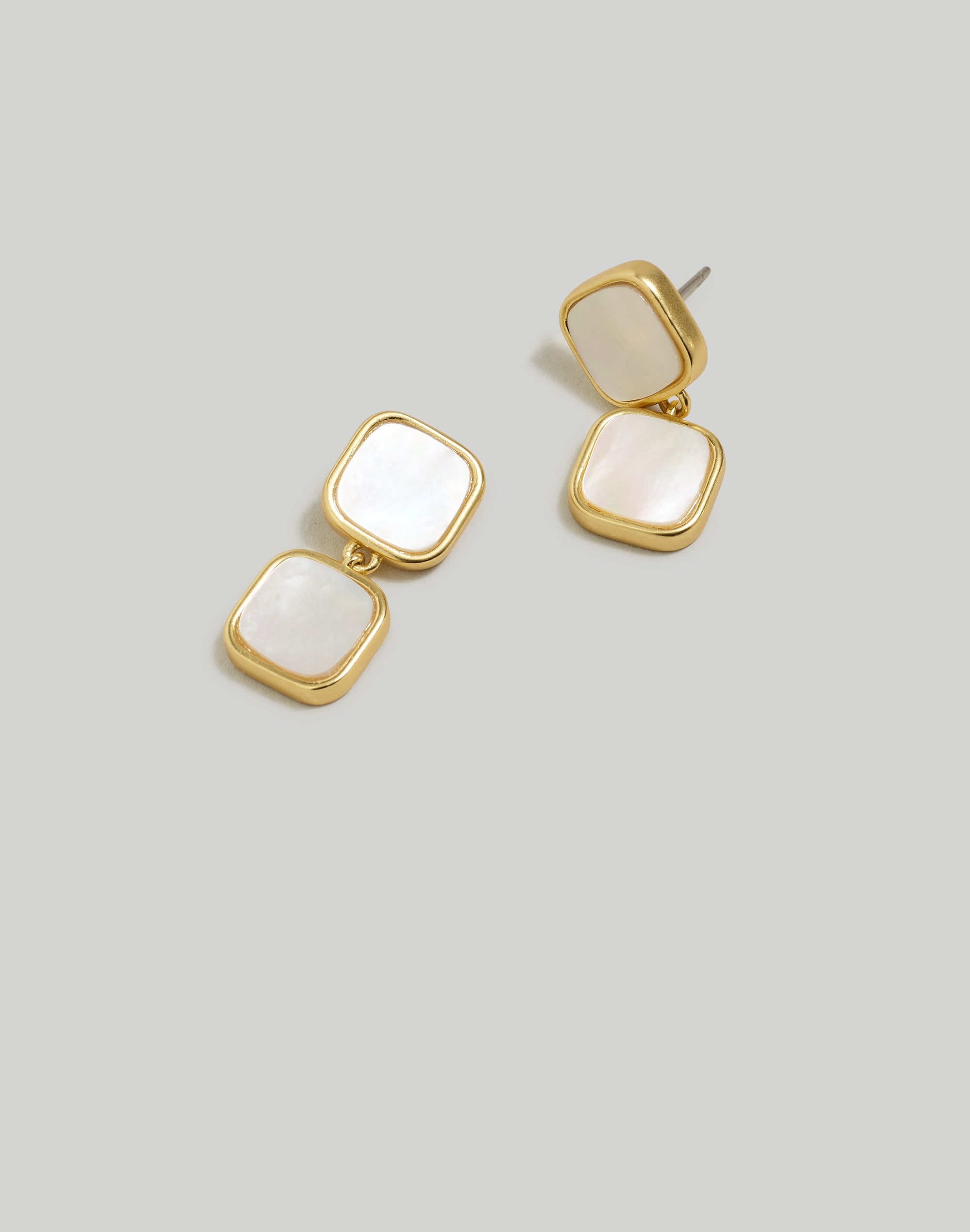 Mw Mother-of-pearl Square Statement Drop Earrings In Gold