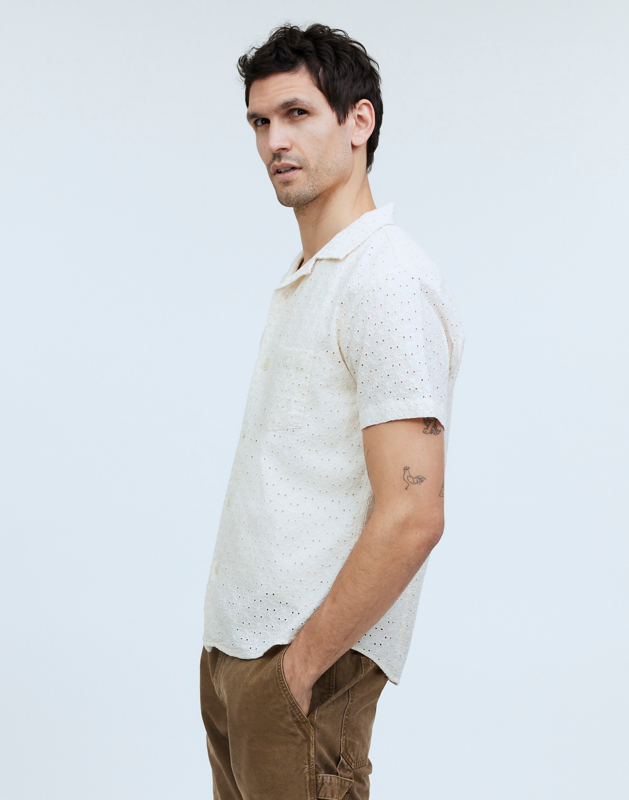 Corridor&reg; Floral Eyelet Short-Sleeve Shirt