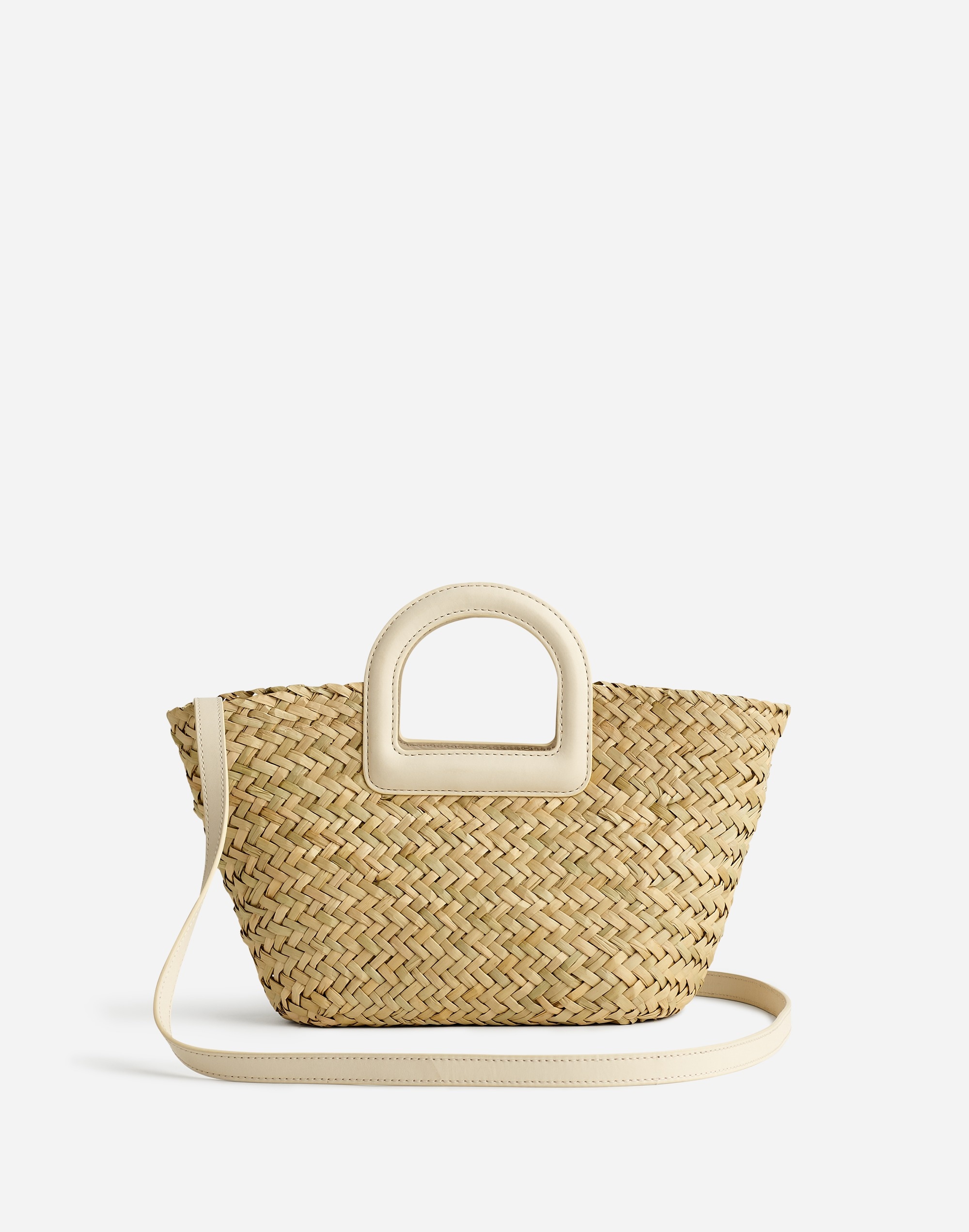 The Mini Bucket Crossbody Bag in Handwoven Straw