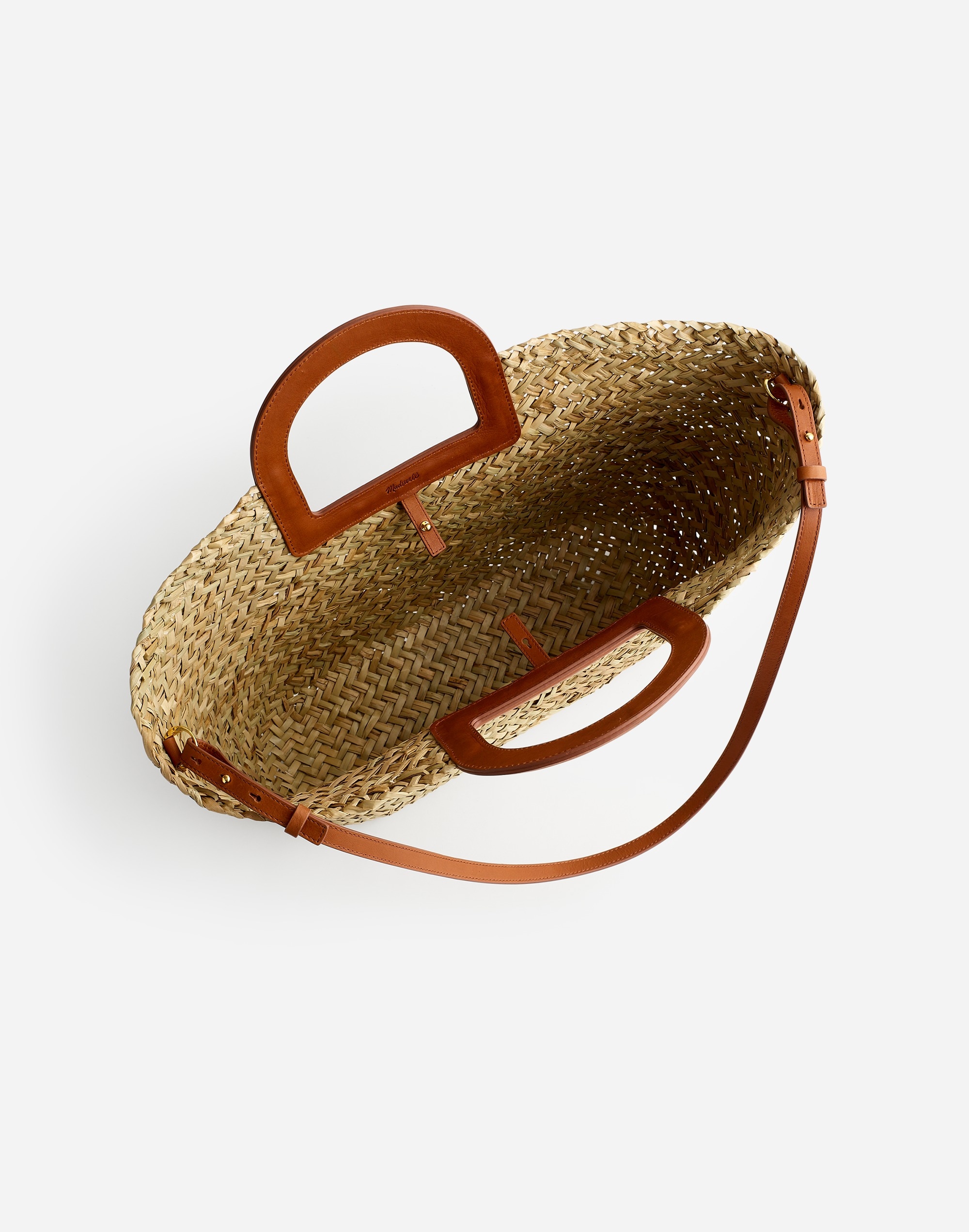 The Large Crossbody Basket Tote in Handwoven Straw