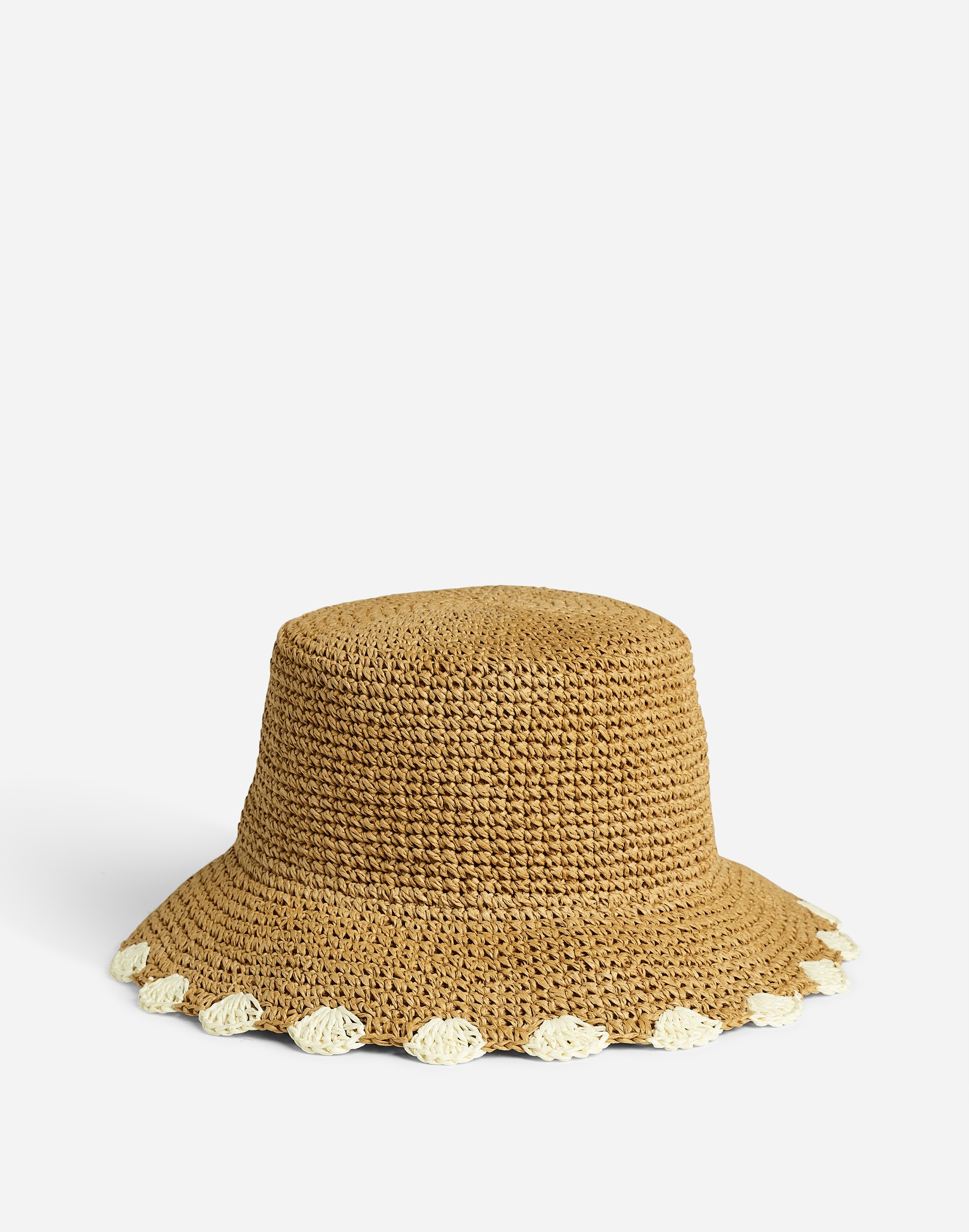 scalloped-brim straw hat