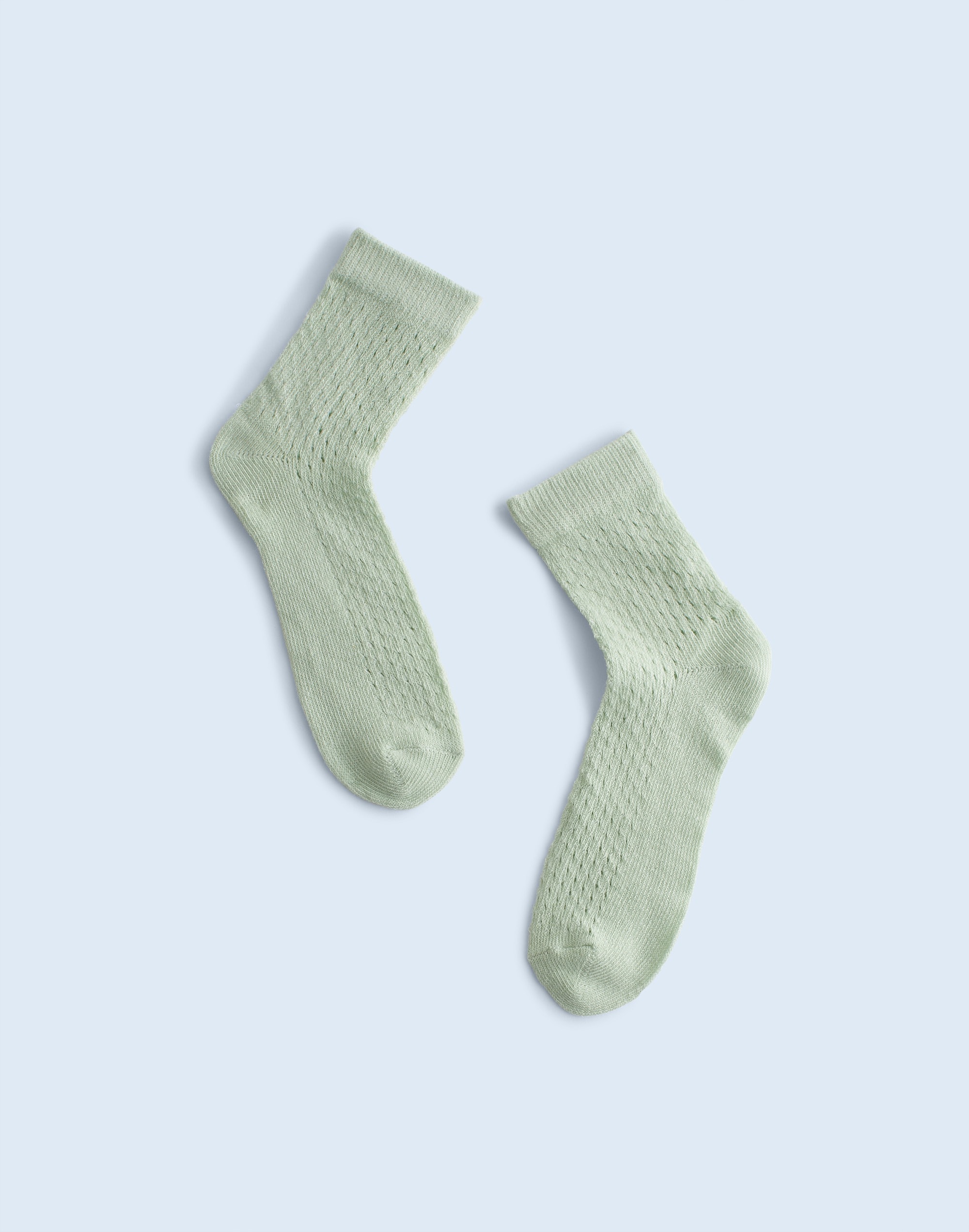 Mw Pointelle Ankle Socks In Green