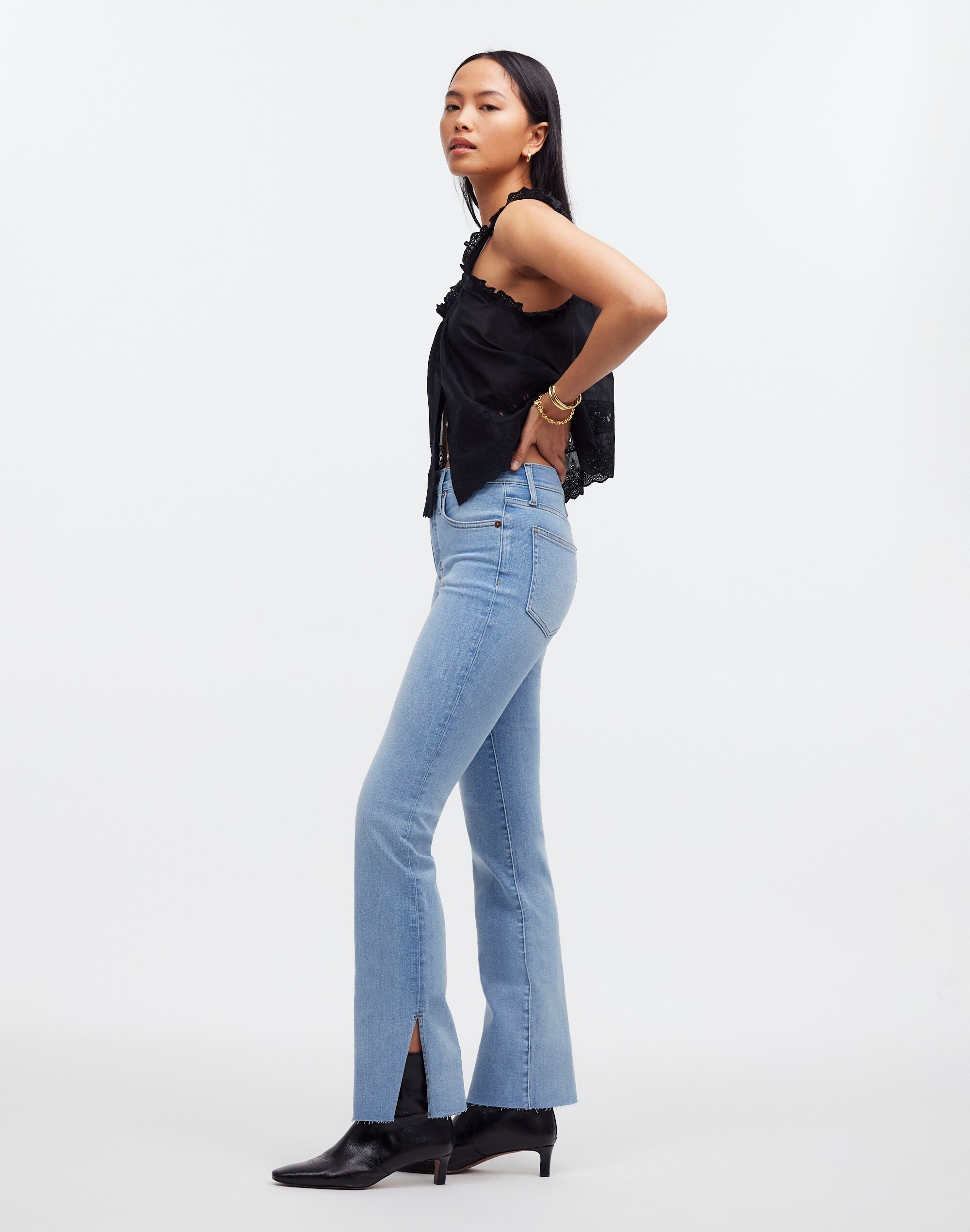 Kick Out Full-Length Jeans in Condale Wash: Raw Hem Edition