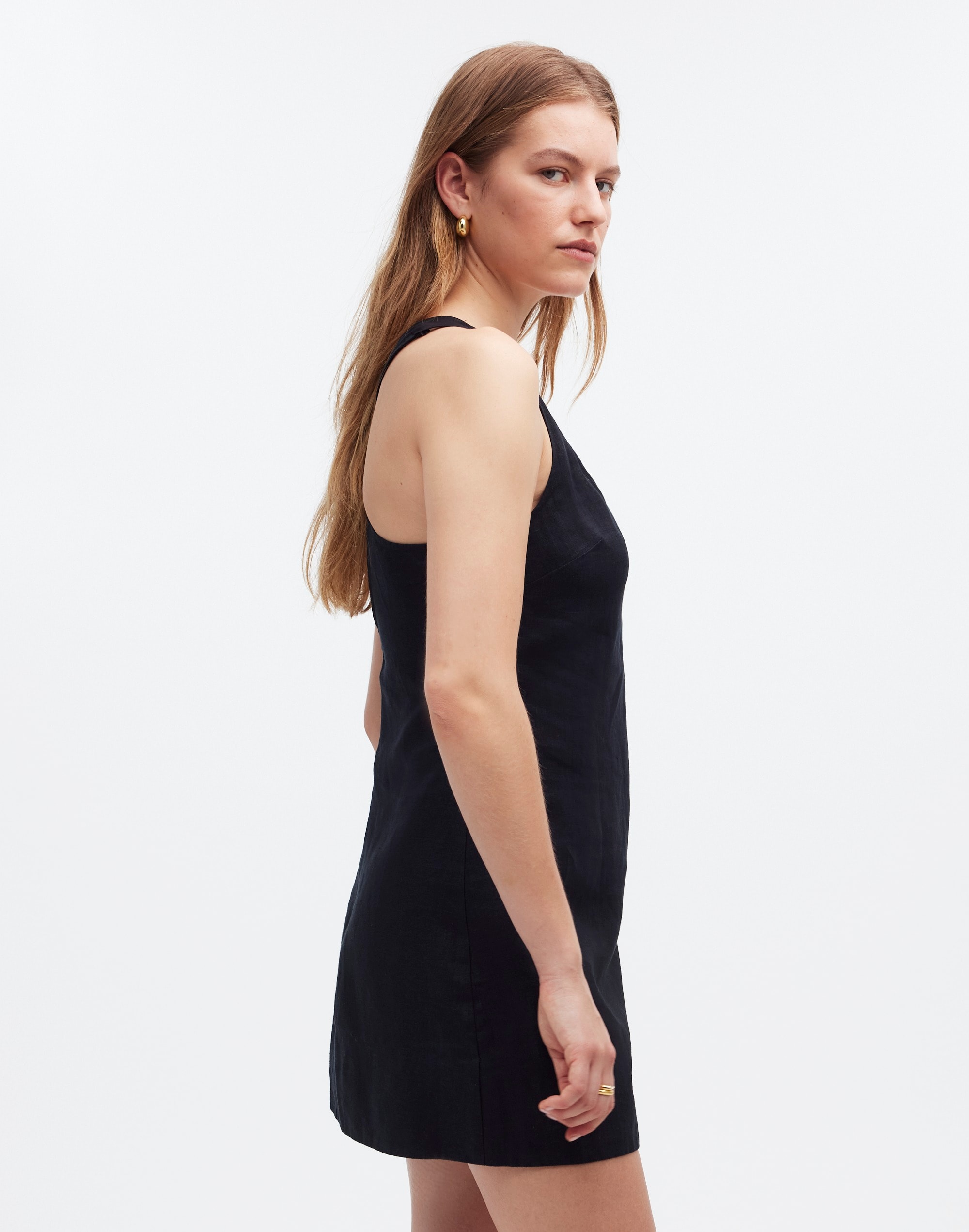 Cross-Back A-Line Mini Dress in Linen