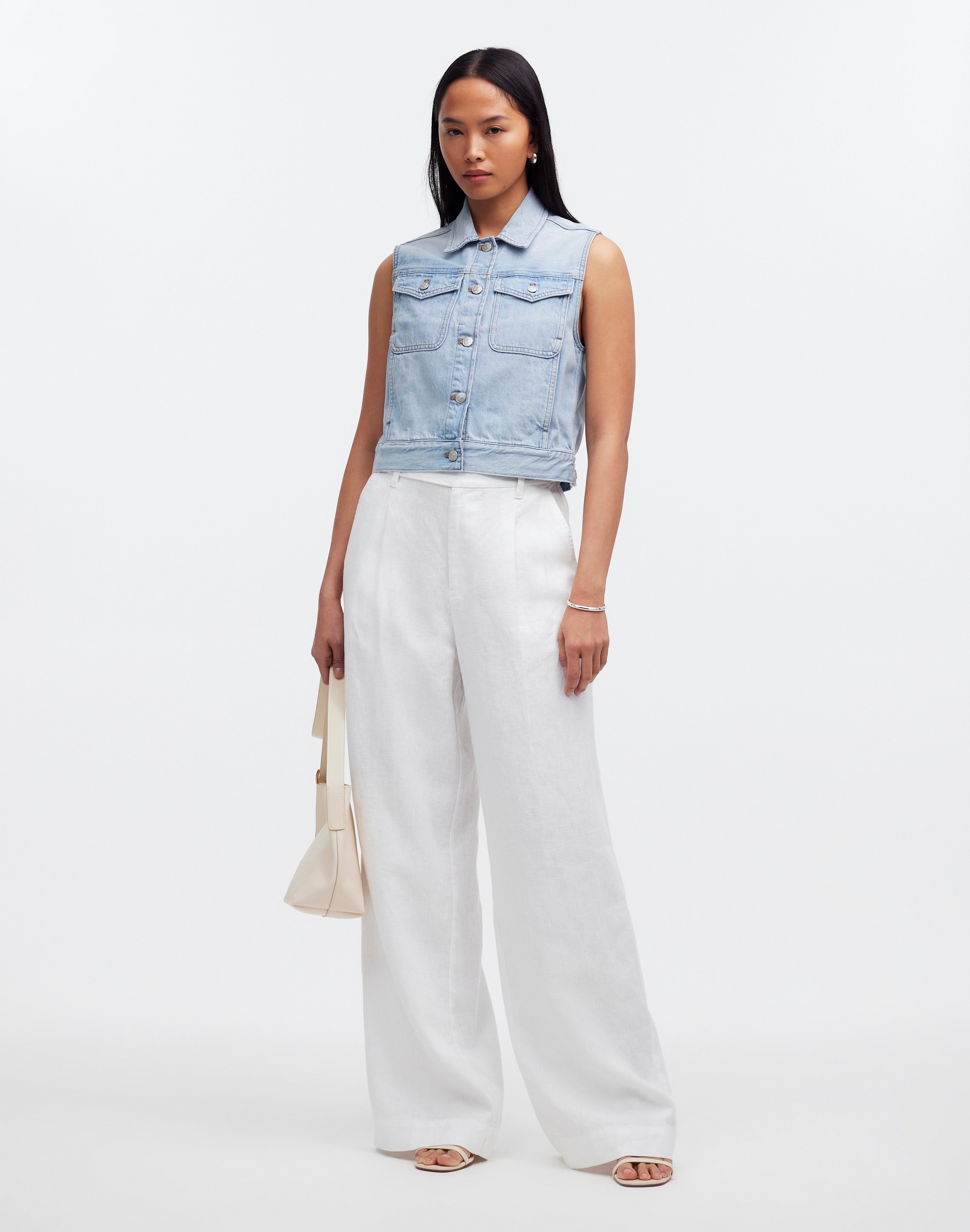 Denim Oversized Boxy Vest in Fitzgerald Wash