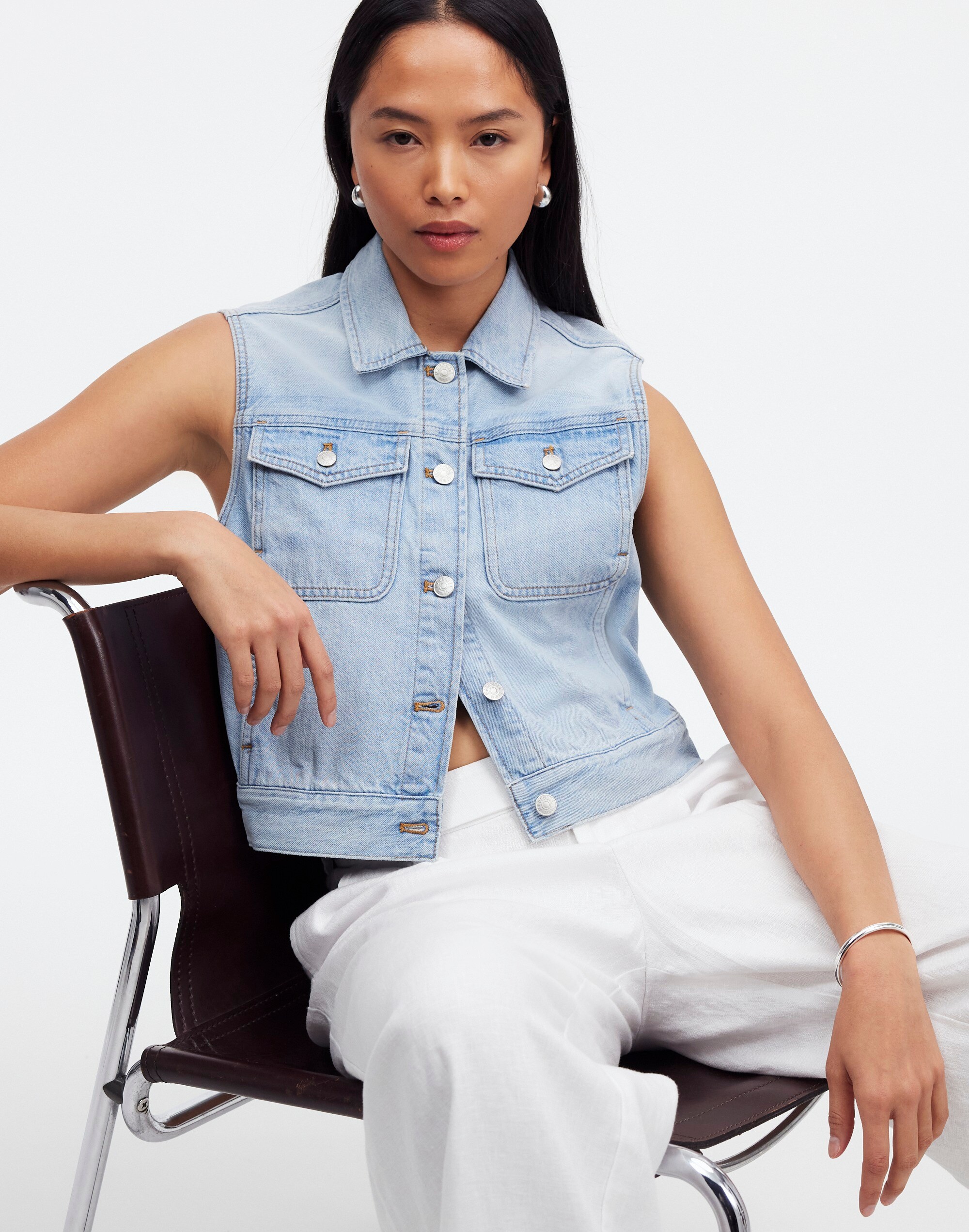 Denim Oversized Boxy Vest in Fitzgerald Wash | Madewell