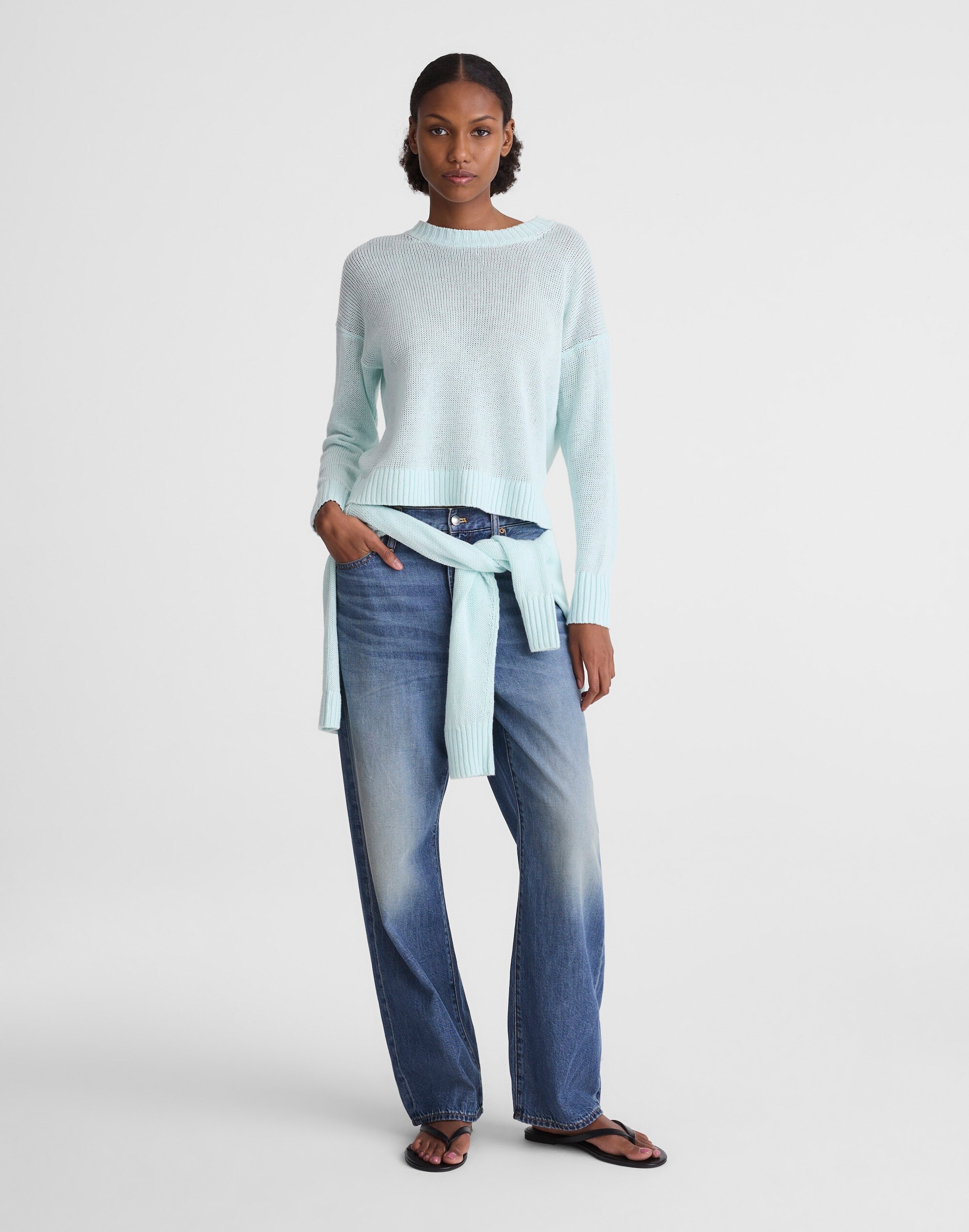 Linen Drop-Shoulder Sweater