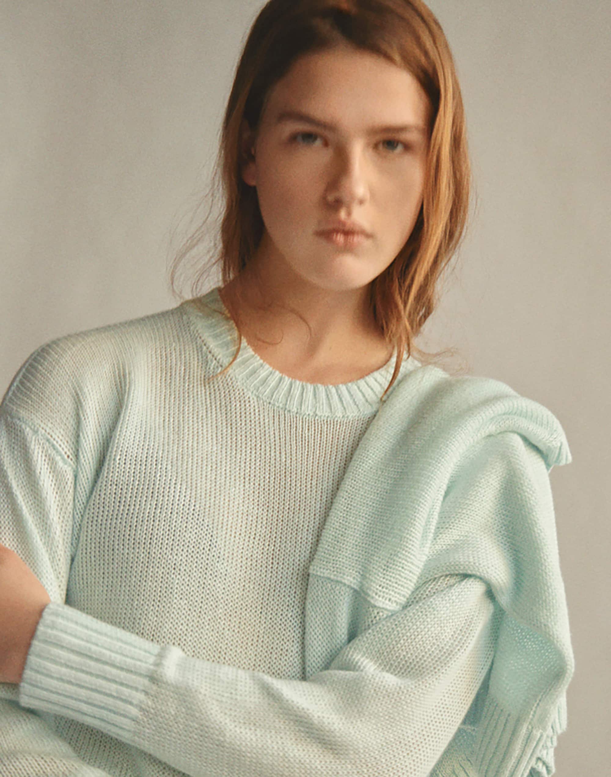 Linen Drop-Shoulder Sweater