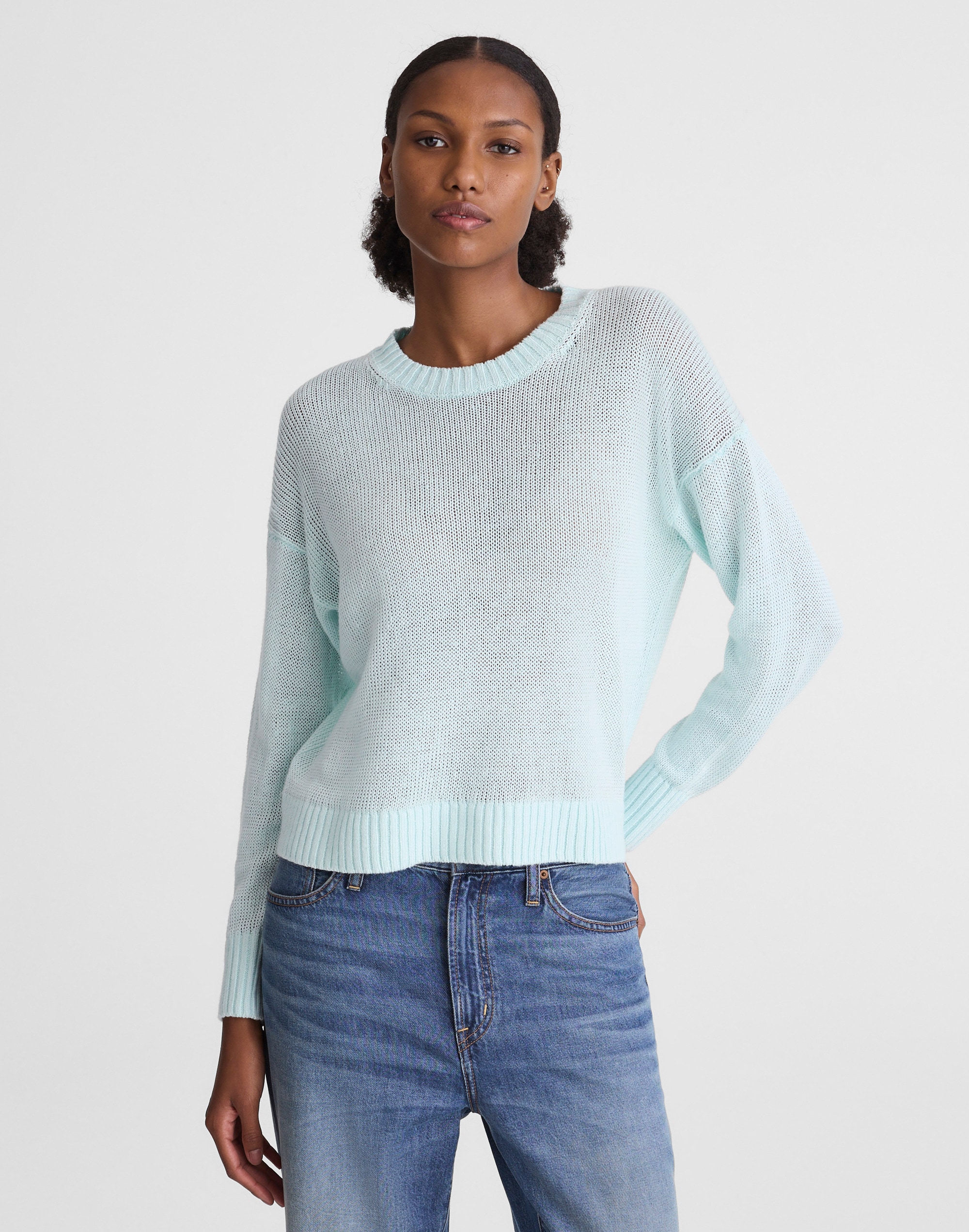 Madewell Linen Drop-shoulder Sweater In Multi