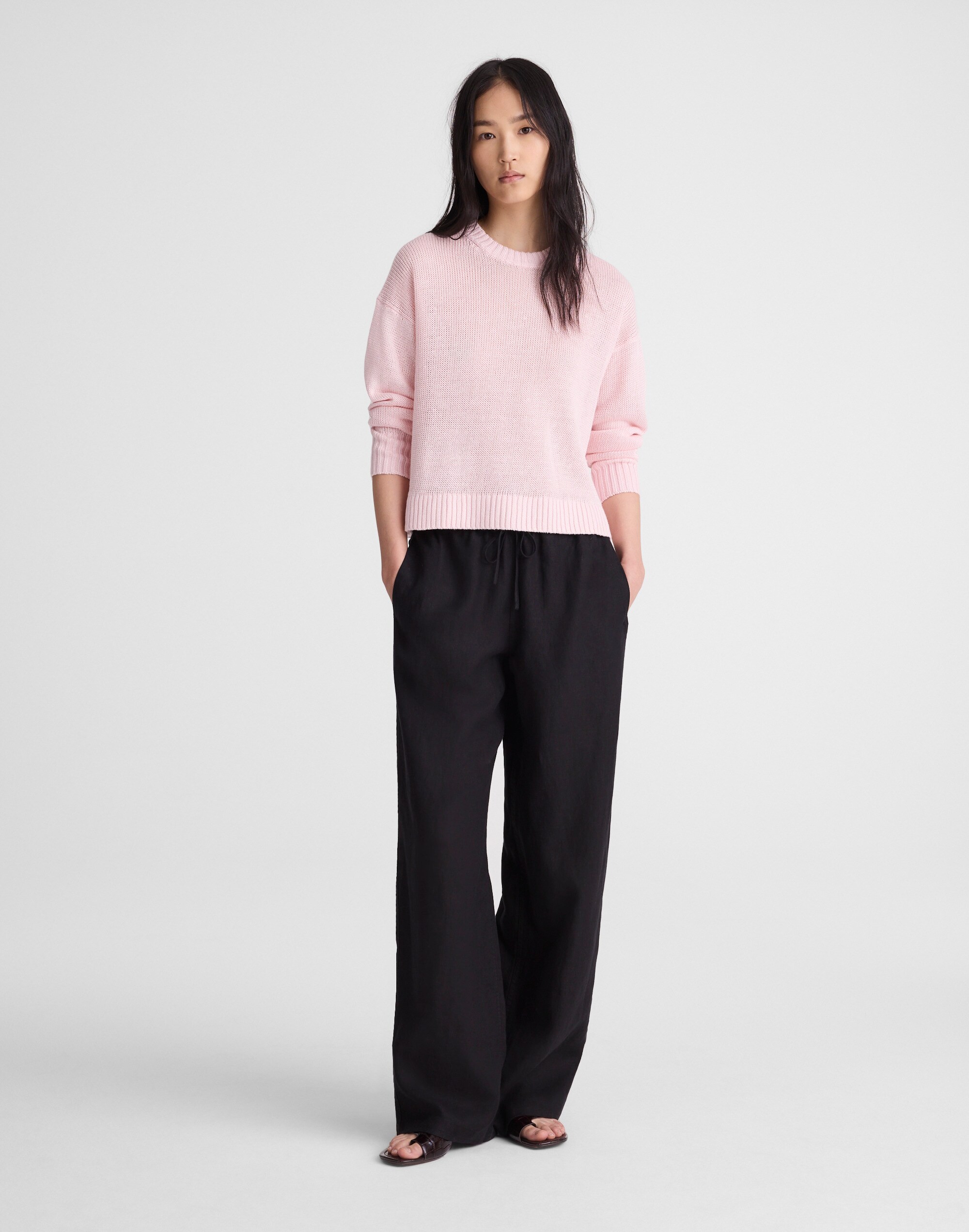 Linen Drop-Shoulder Sweater