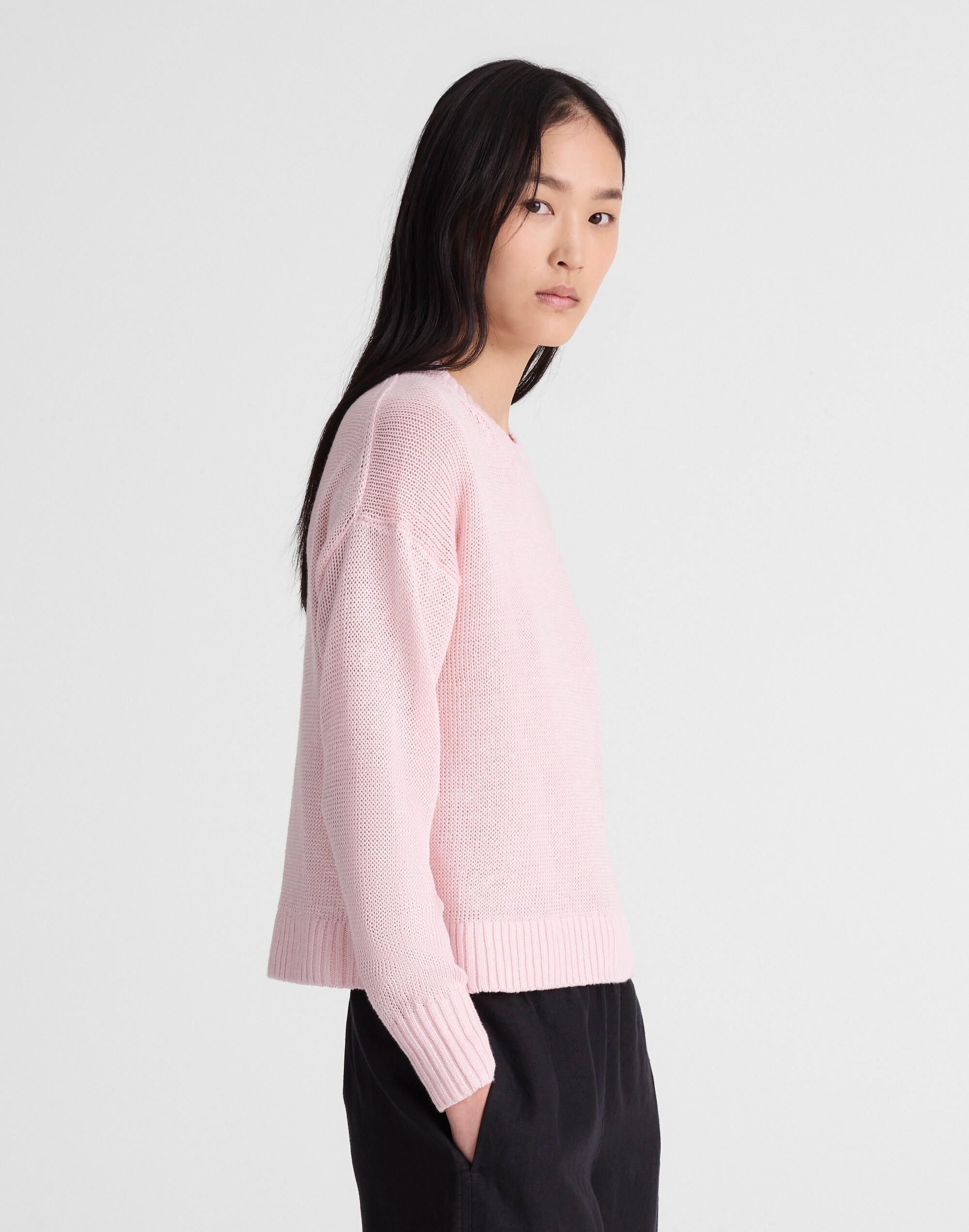 Linen Drop-Shoulder Sweater
