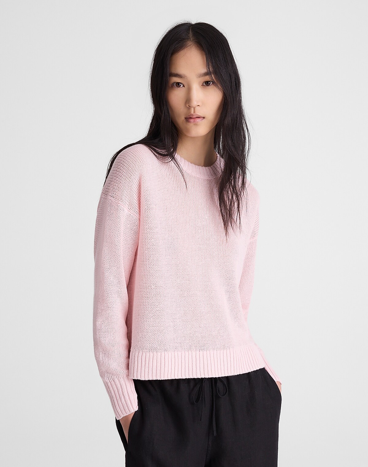 Linen Drop-Shoulder Sweater