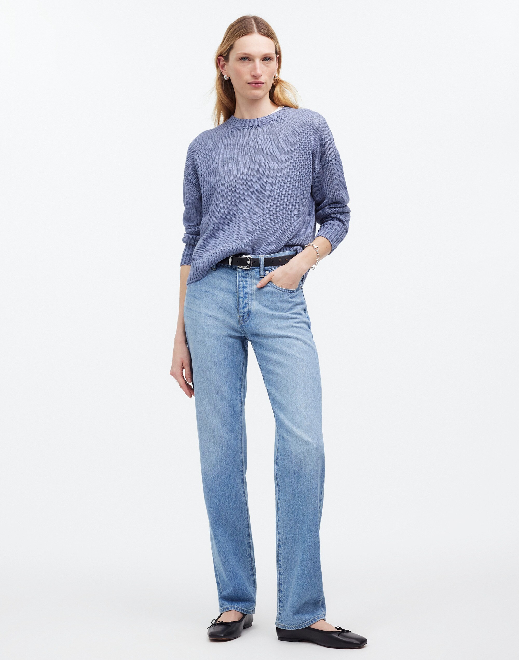 Linen Drop-Shoulder Sweater
