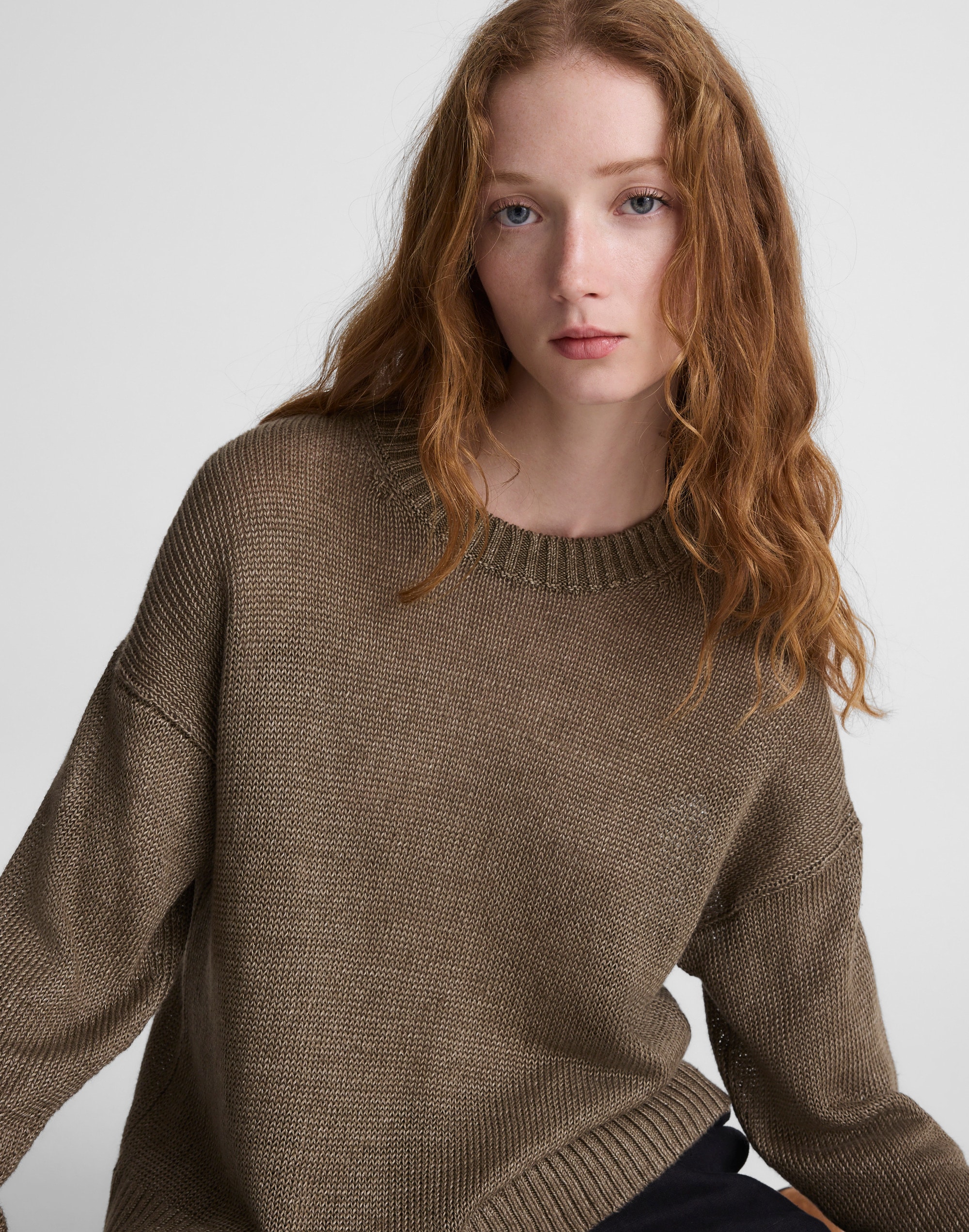 linen drop-shoulder sweater