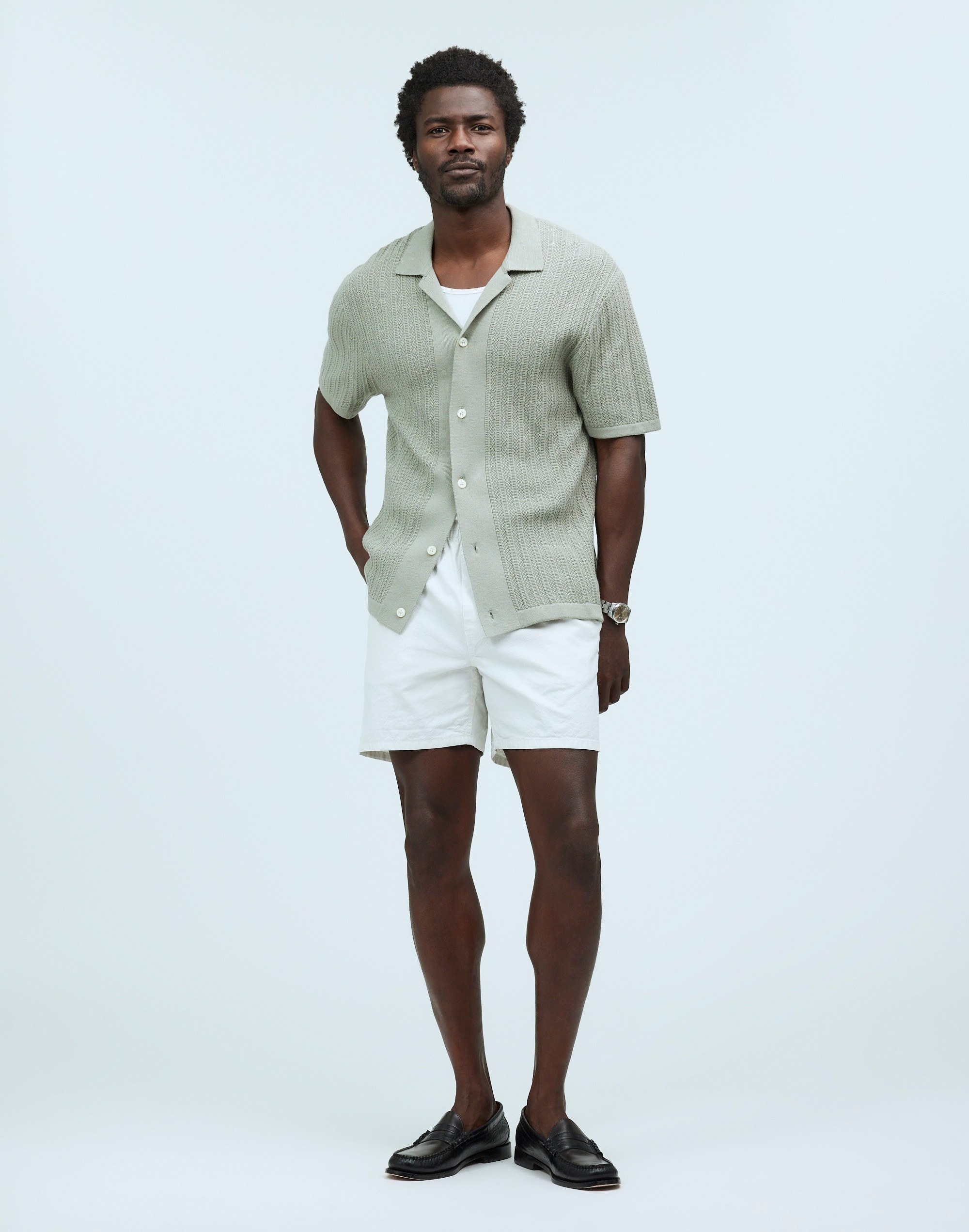 Mw Cotton-hemp Blend Everywear Shorts In Chalk White