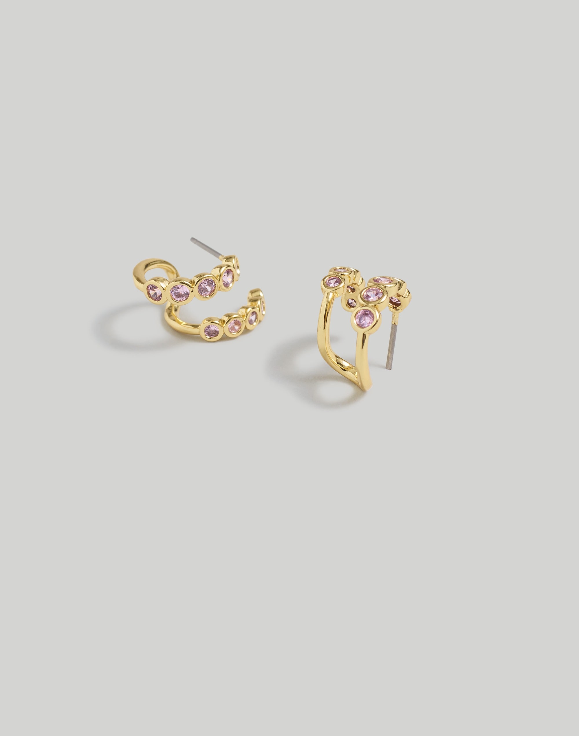 Mw The Tennis Collection Bezel Set Crystal Double Hoop Earrings In Gold