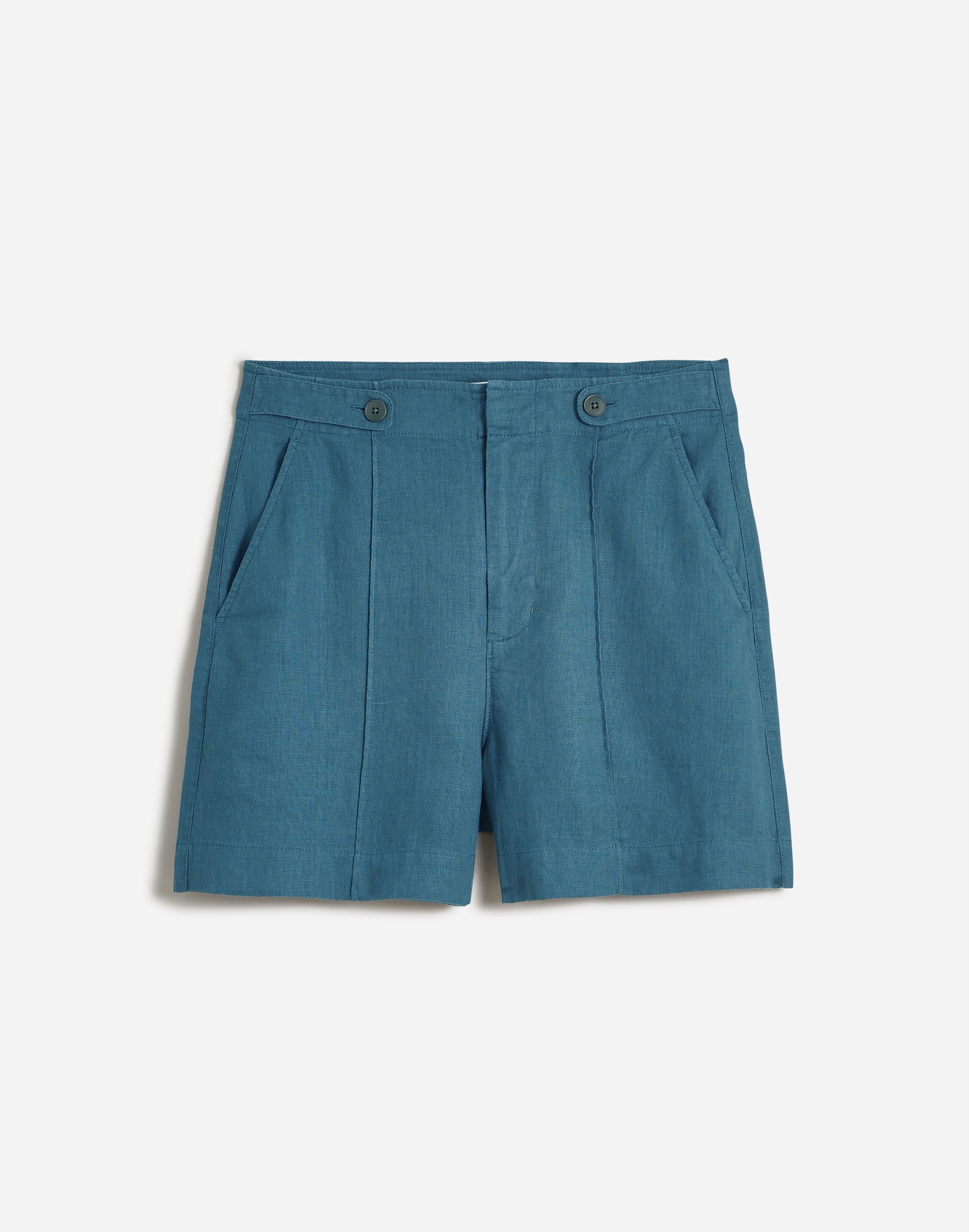 Clean Button-Tab Shorts in 100% Linen