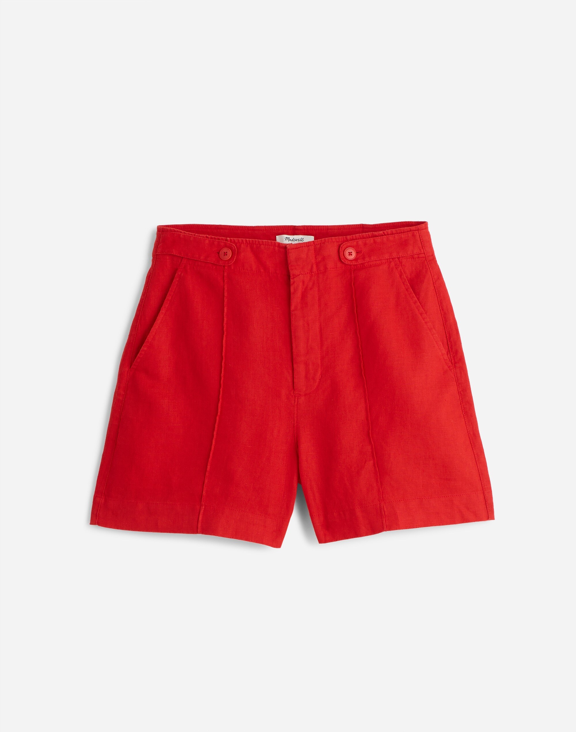 Clean Button-Tab Shorts in 100% Linen