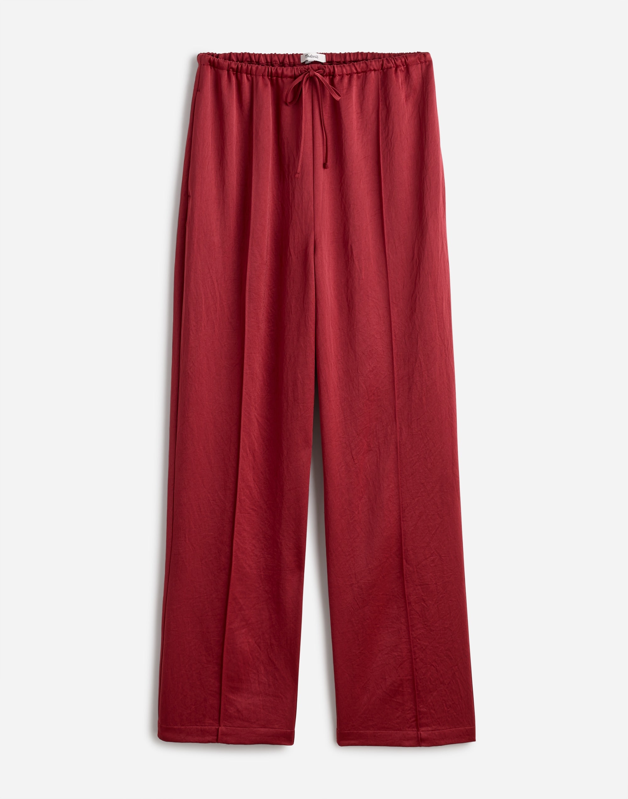 Petite Pintucked Slim Pull-On Pants in Satin in claret image 6