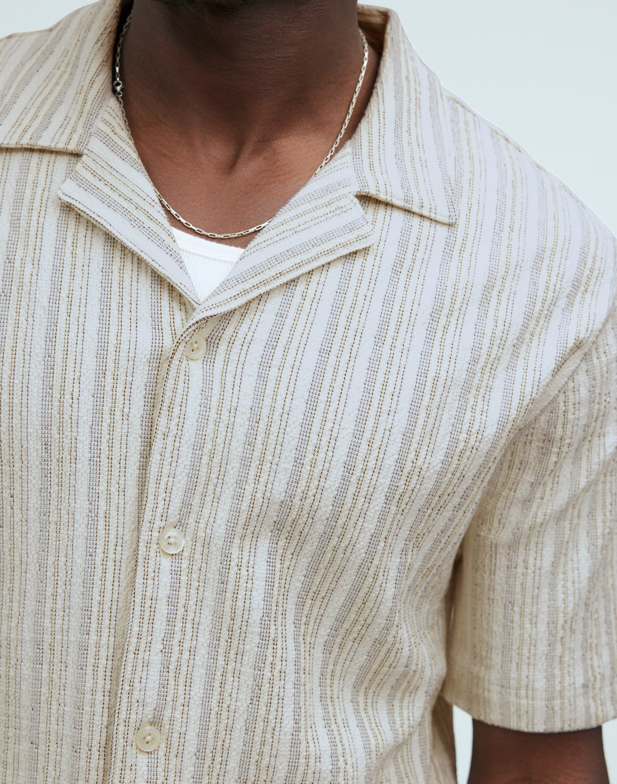 Camp-Collar Knit Polo Shirt in Stripe