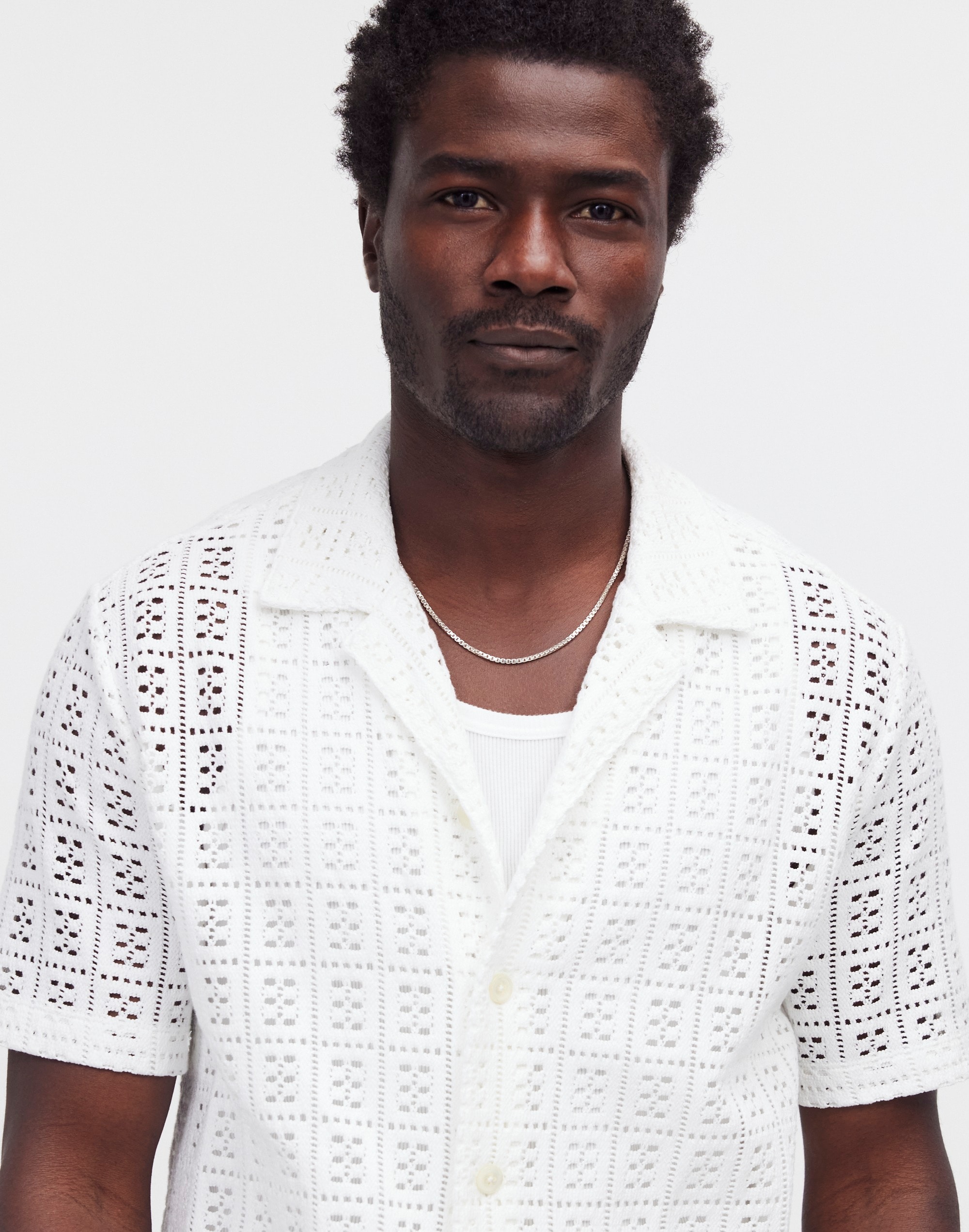 SYUMAN 24SS Crochet Short Sleeve Shirt ⁡ SYUMAN 24SS Crochet Short Sleeve Shirt ⁡ SYUMAN 24SS Crochet