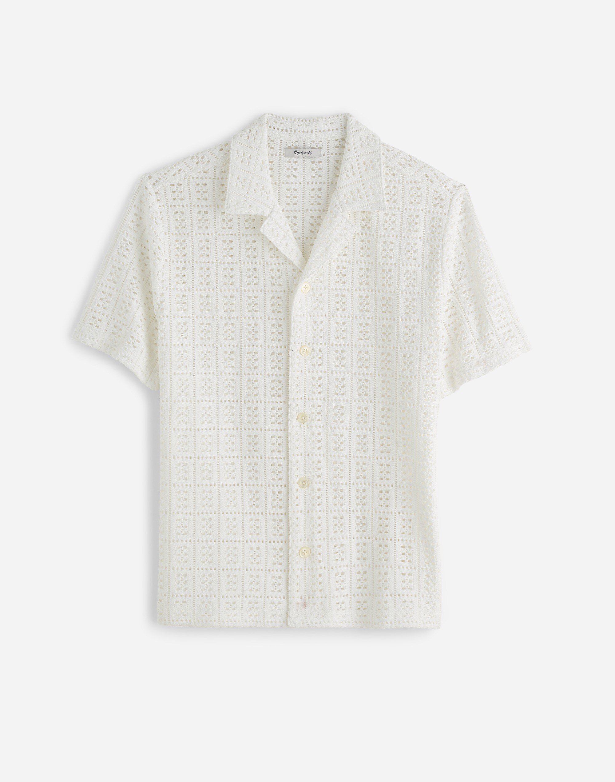 Crochet-Stitch Short-Sleeve Shirt