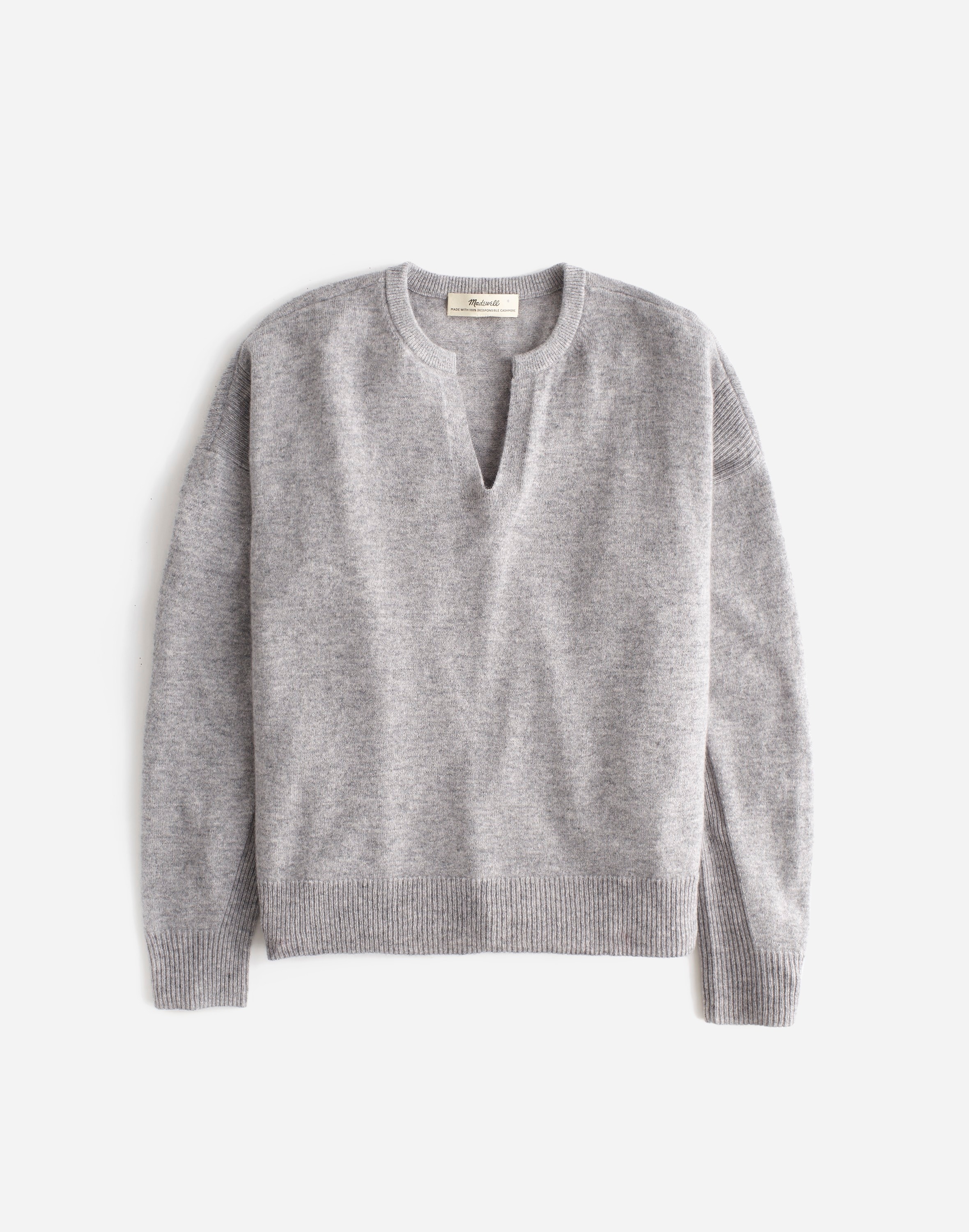 Mw Cashmere V-neck Sweater In Heather Grey Pearl