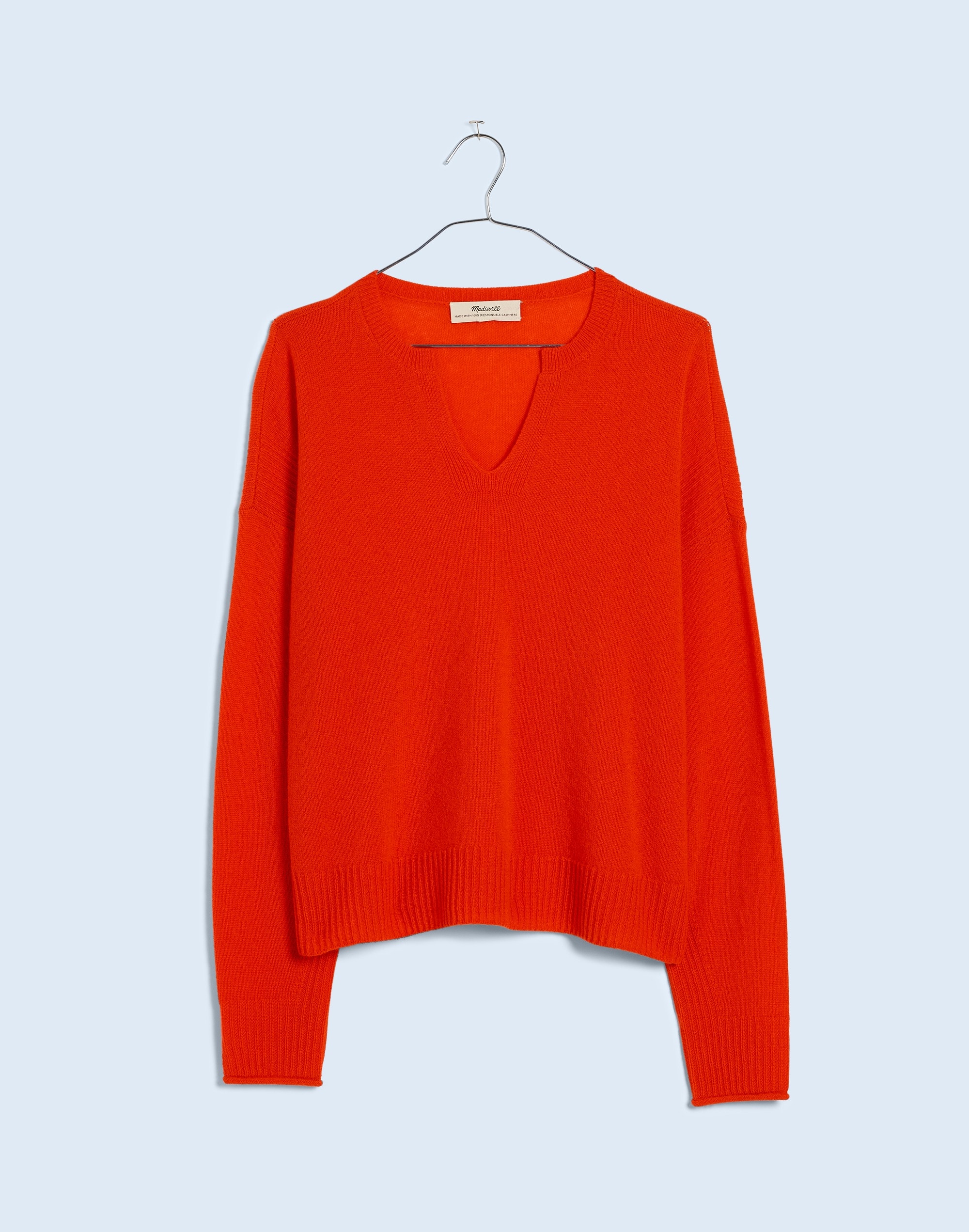Mw Cashmere V-neck Sweater In Heather Tangerine