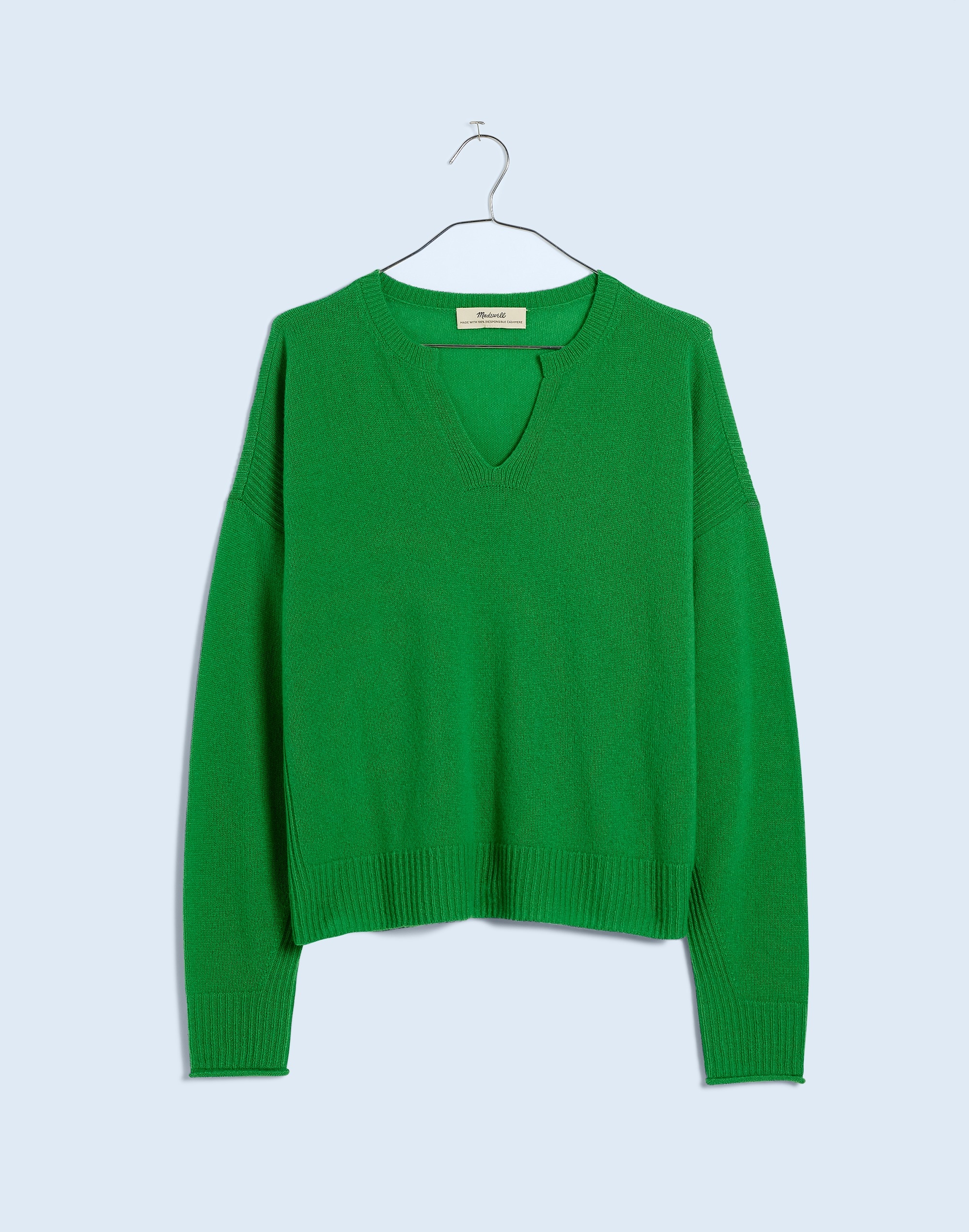 Mw Cashmere V-neck Sweater In Hthr Lime