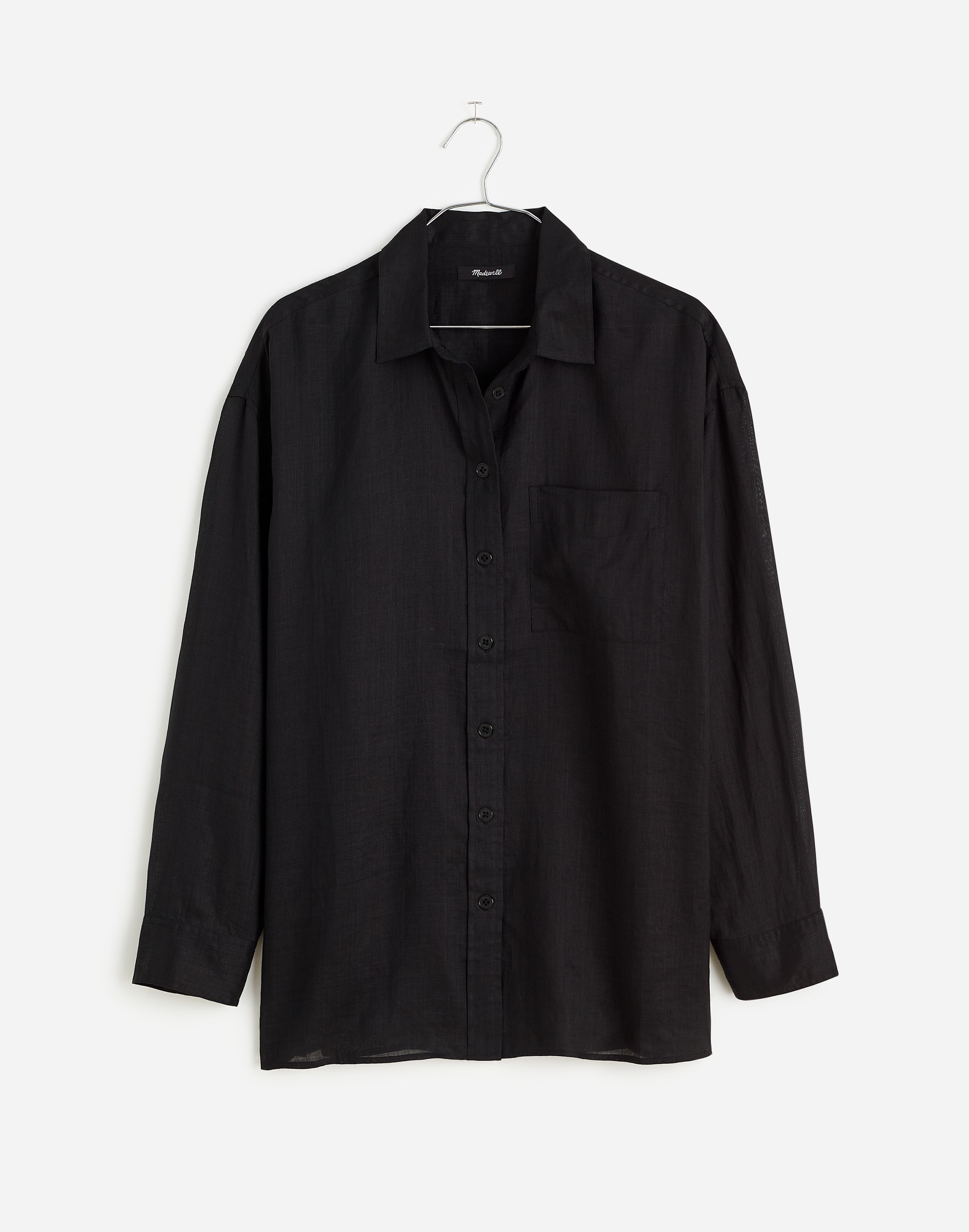 The Oversized Shirt in Ramie in true black image 6