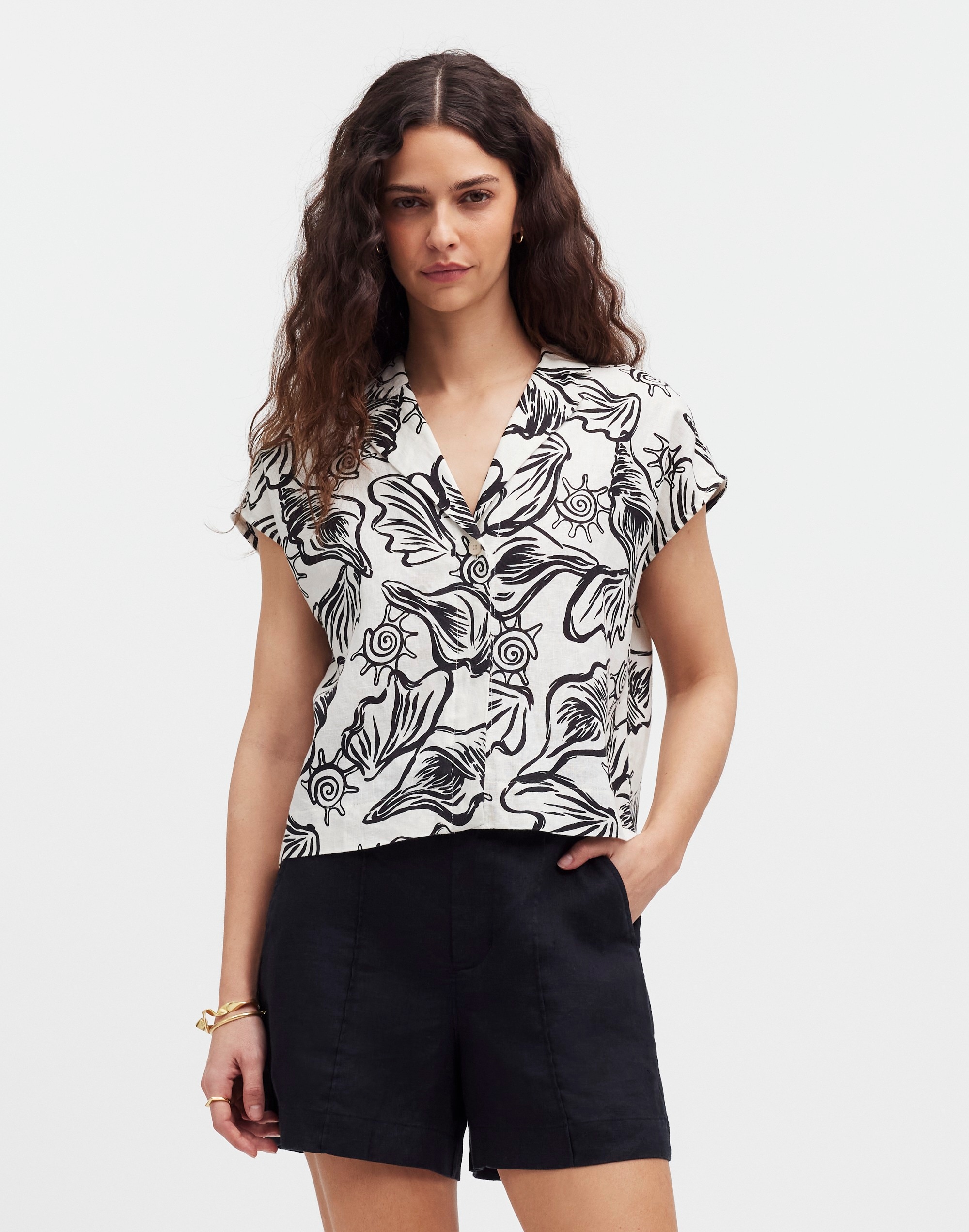 Boxy Cap-Sleeve Shirt in 100% Linen | Madewell