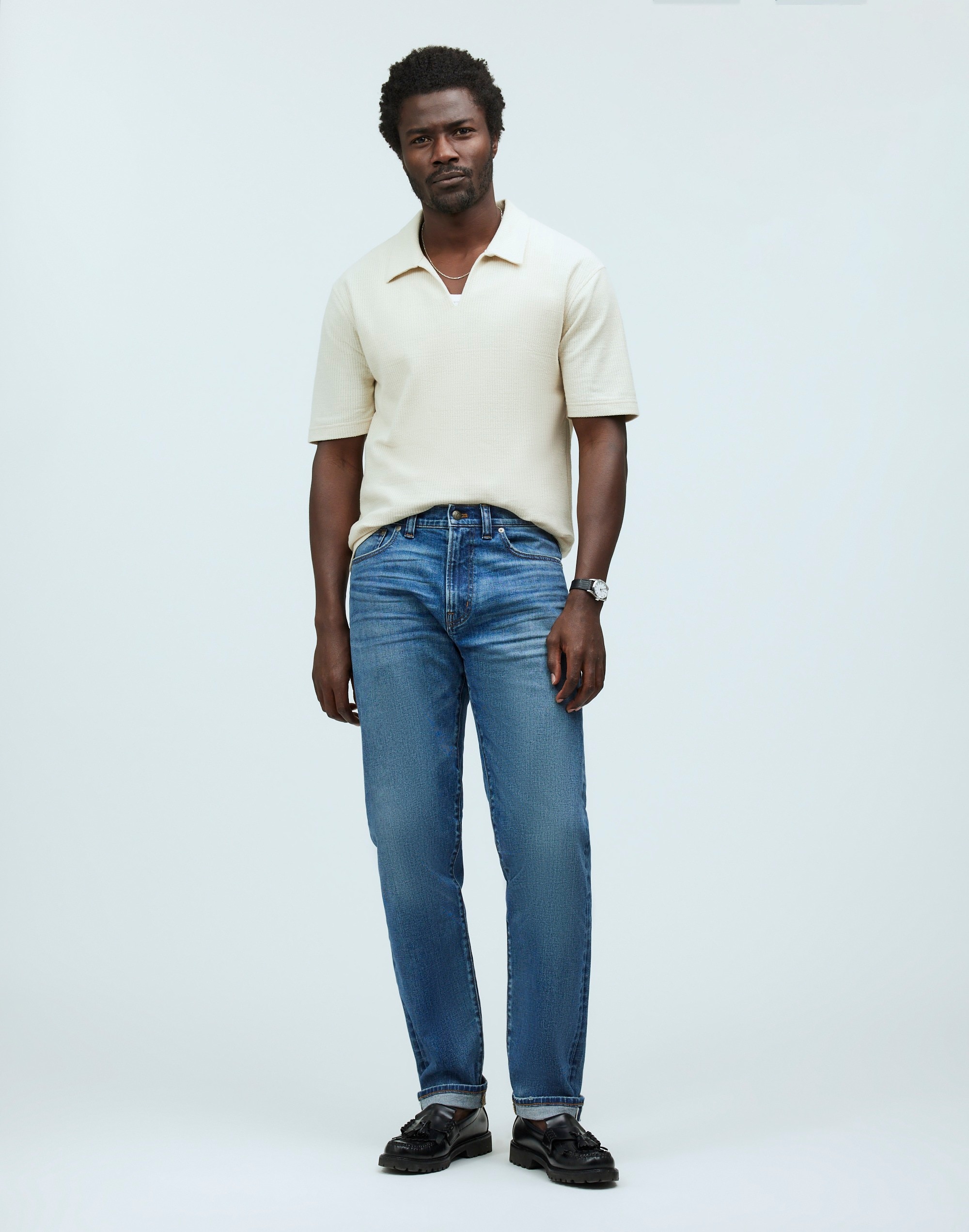 Mw Relaxed Taper Stretch Selvedge Jeans In White