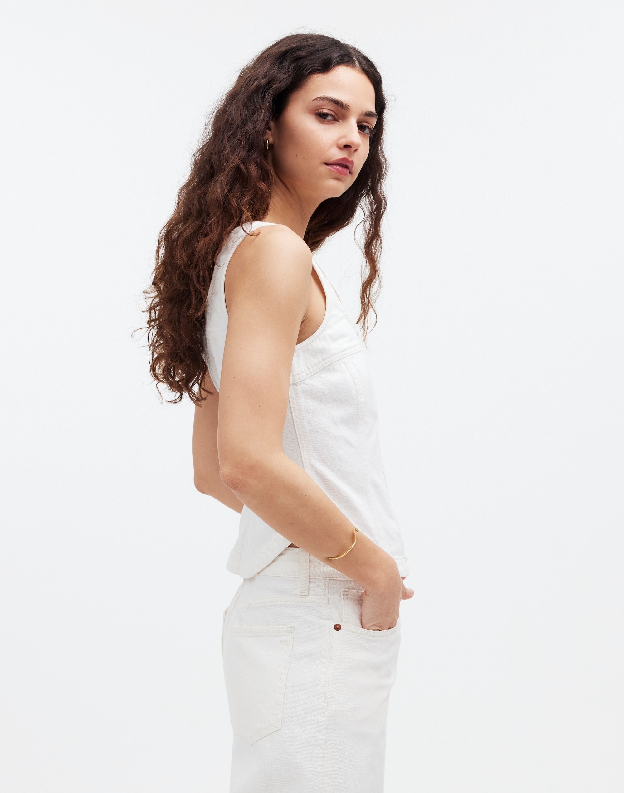 Denim Button-Front Top