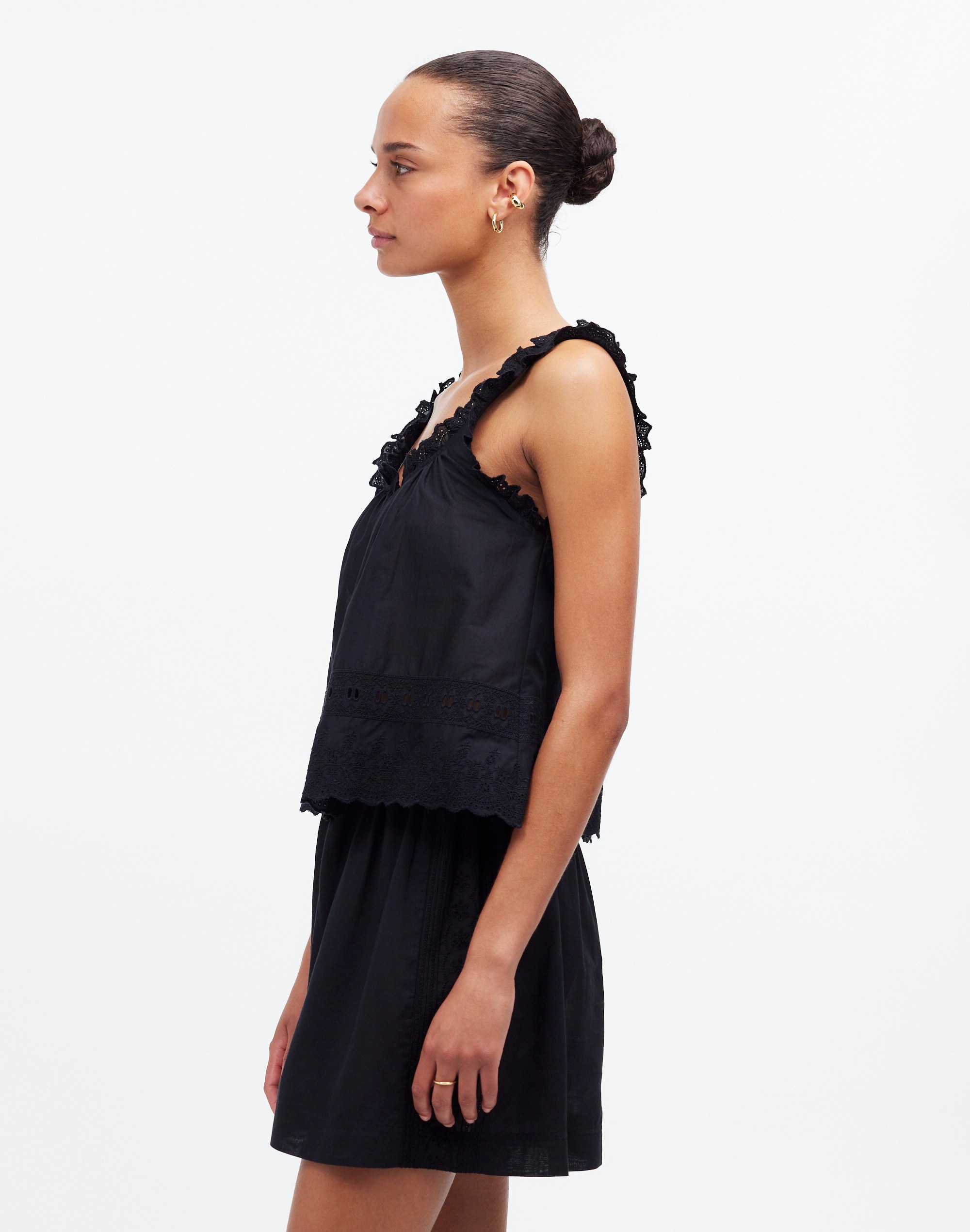 Embroidered Ruffle-Trim Top in null image 3